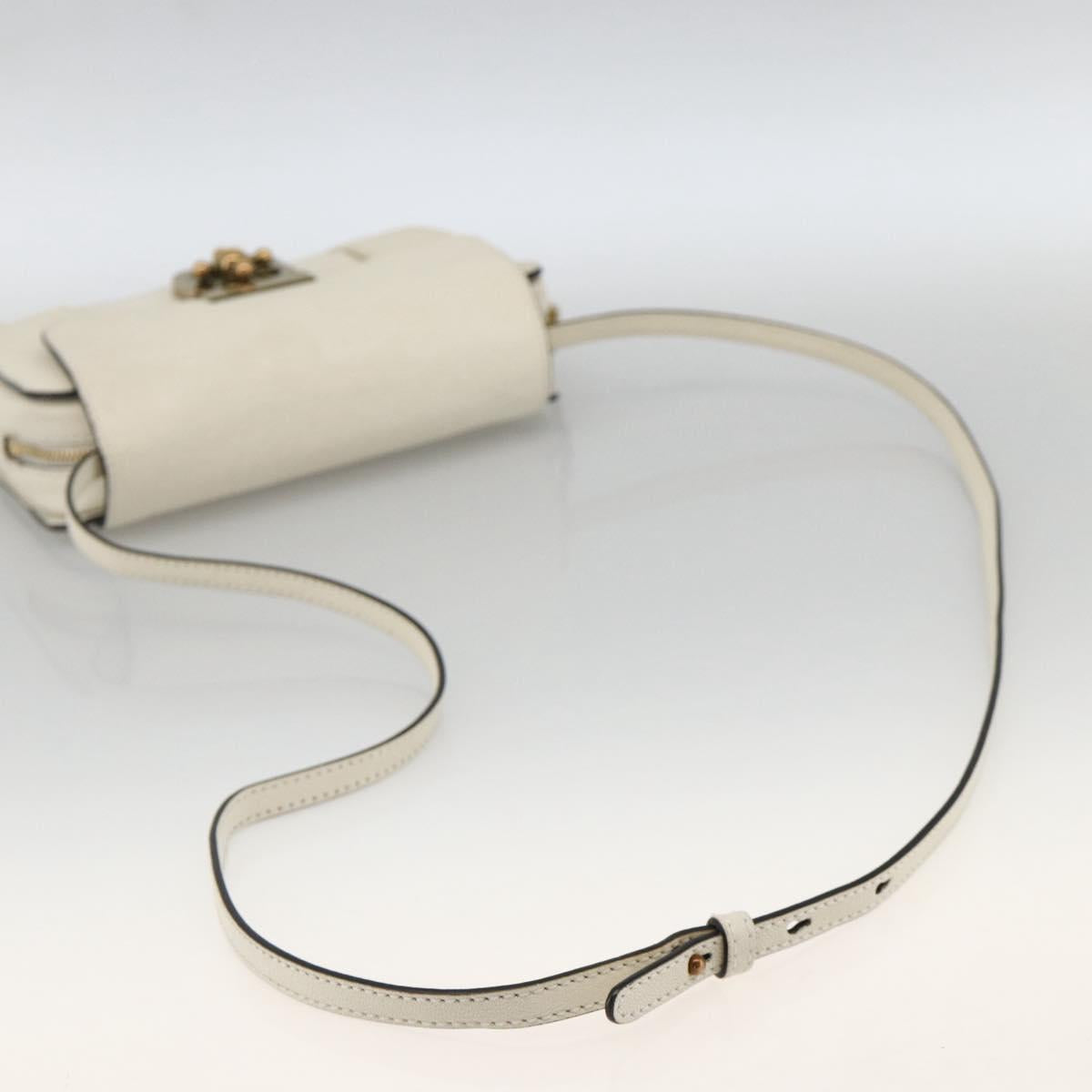 Chloe Shoulder Bag Leather Cream Gold Auth BA11360A