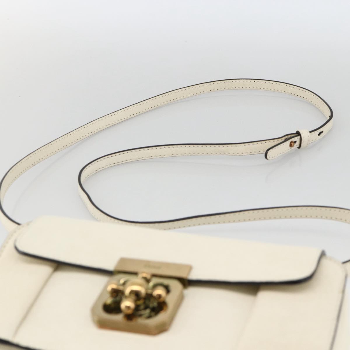 Chloe Shoulder Bag Leather Cream Gold Auth BA11360A