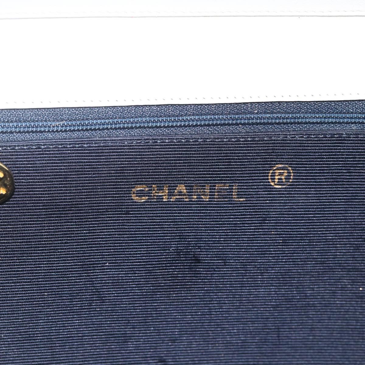 CHANEL Matelasse Chain Shoulder Bag Lamb Skin White Gold CC Auth BA11362A