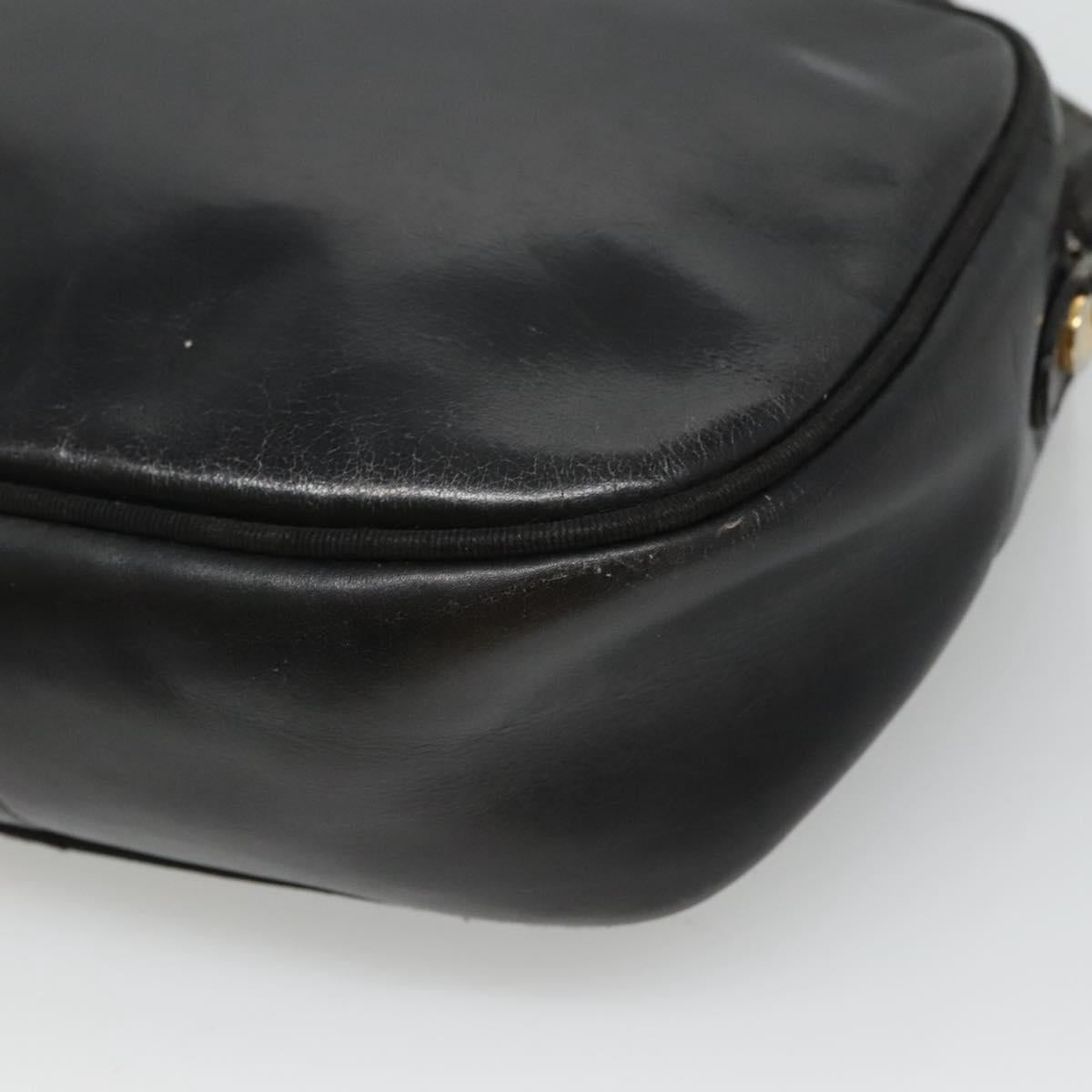Salvatore Ferragamo Shoulder Bag Leather Black Gold Auth BA1137