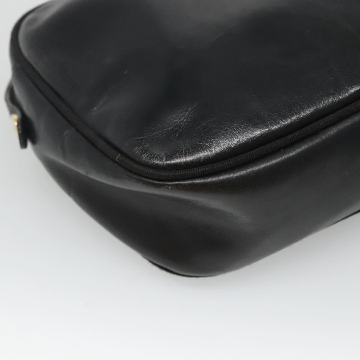 Salvatore Ferragamo Shoulder Bag Leather Black Gold Auth BA1137