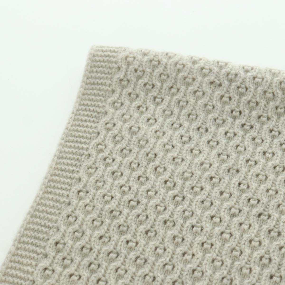 CHANEL COCO Mark Scarf Cashmere Beige Silver CC Auth BA11371V