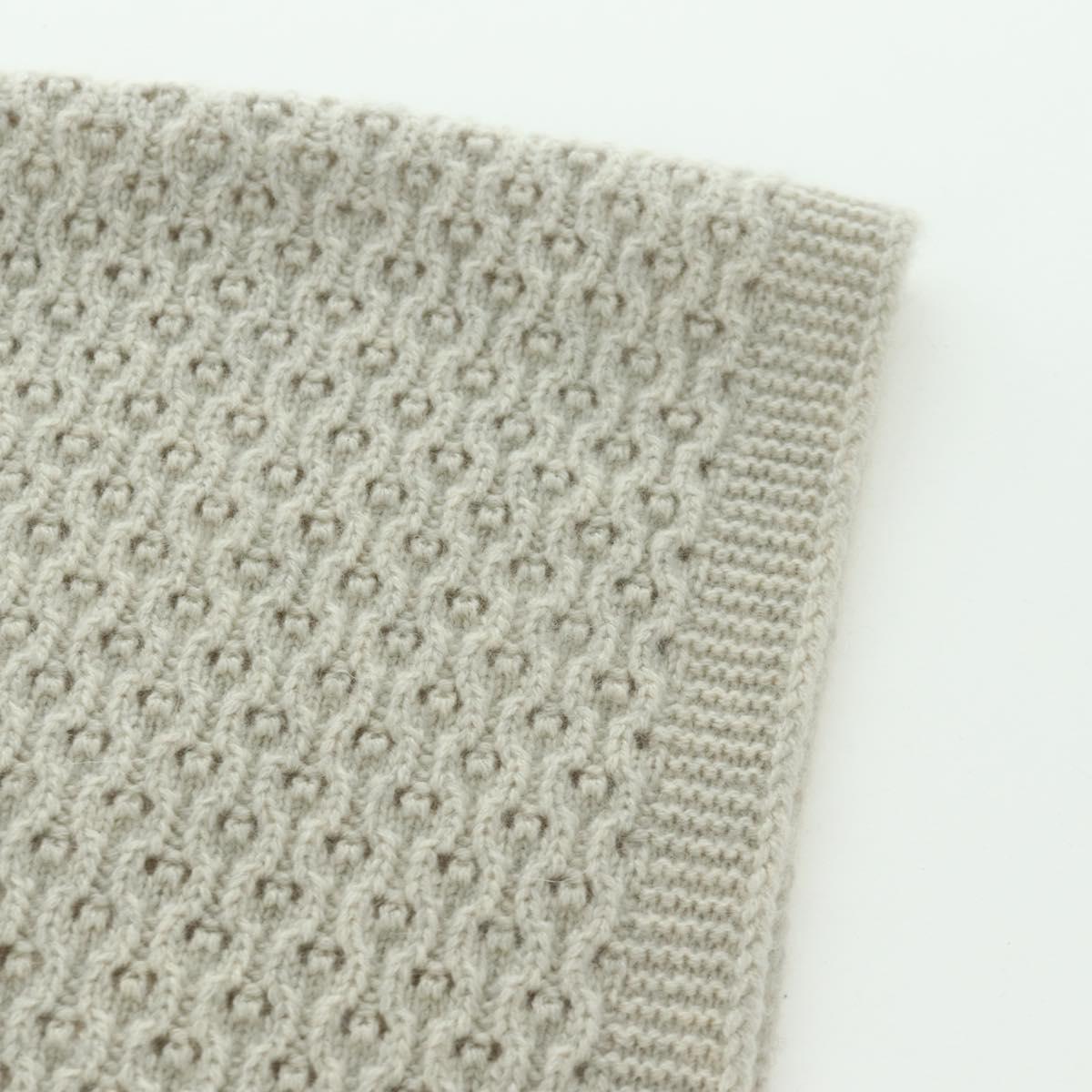 CHANEL COCO Mark Scarf Cashmere Beige Silver CC Auth BA11371V