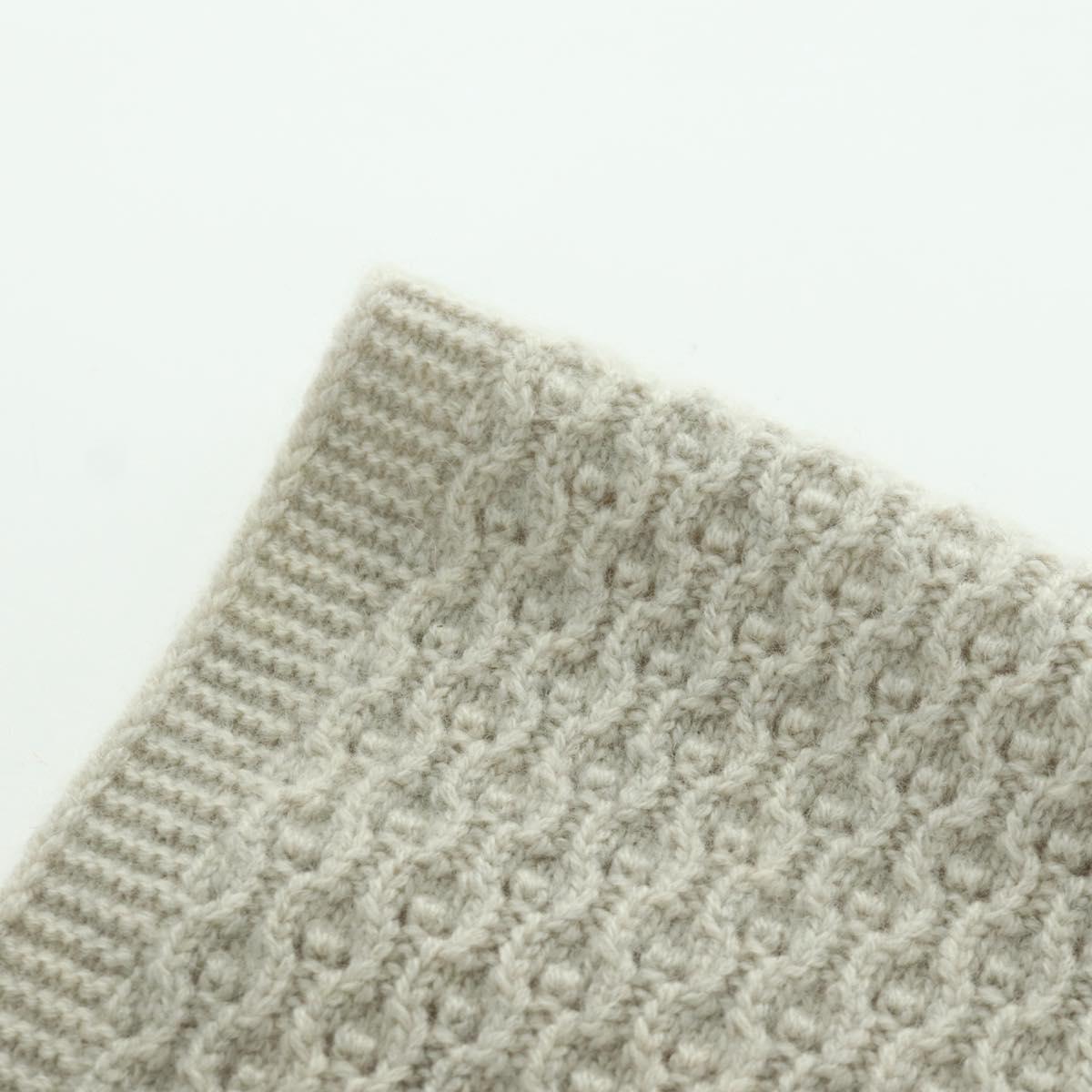 CHANEL COCO Mark Scarf Cashmere Beige Silver CC Auth BA11371V