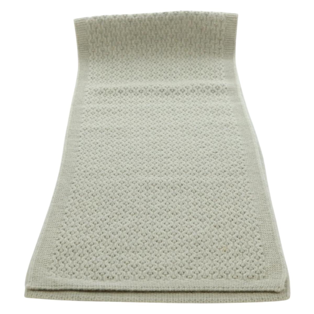 CHANEL COCO Mark Scarf Cashmere Beige Silver CC Auth BA11371V