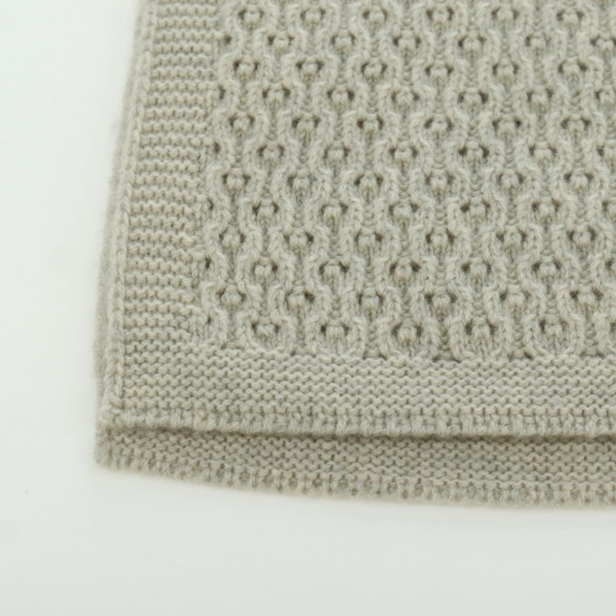CHANEL COCO Mark Scarf Cashmere Beige Silver CC Auth BA11371V