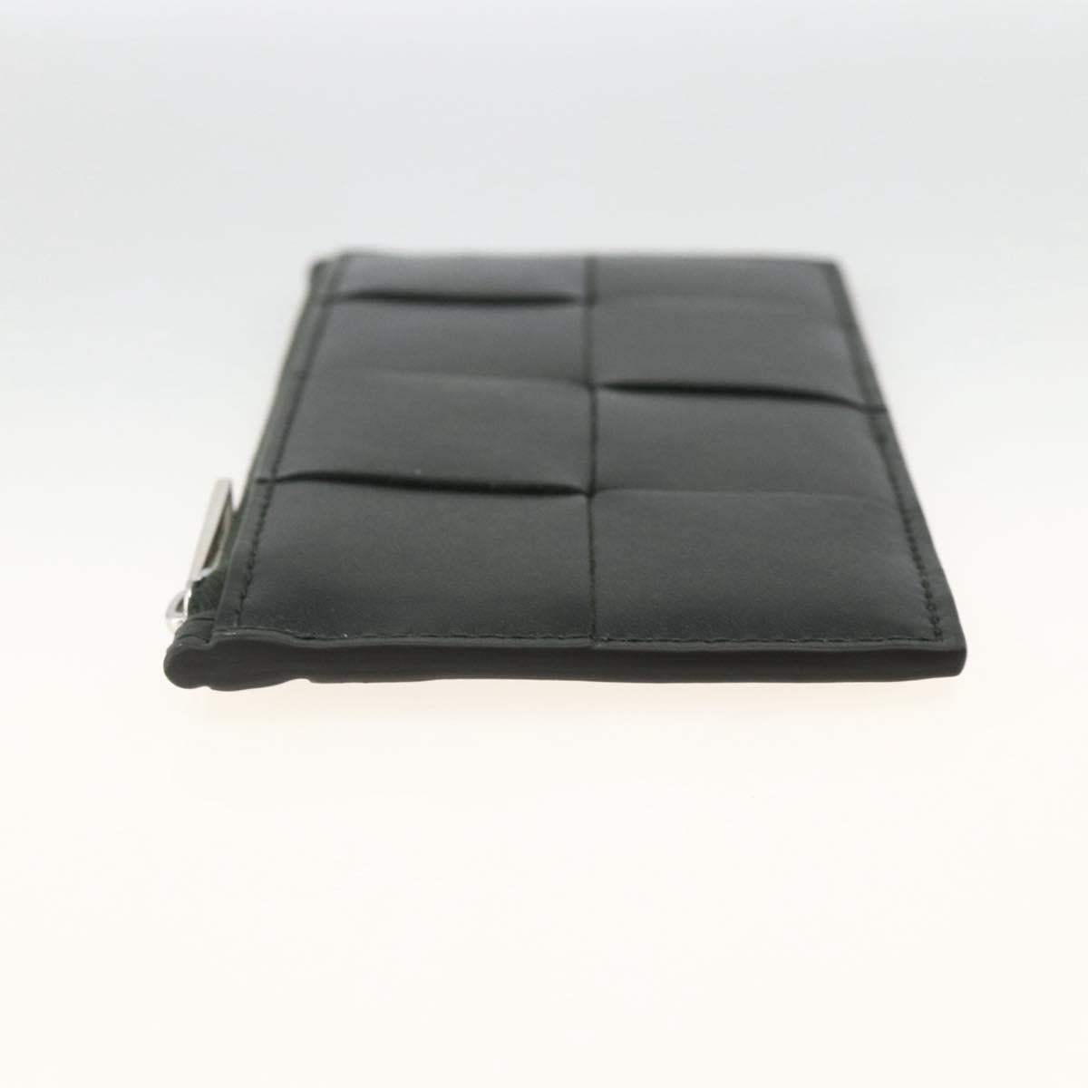 BOTTEGA VENETA MAXI INTRECCIATO Coin Purse Leather Black Silver Auth BA11372V