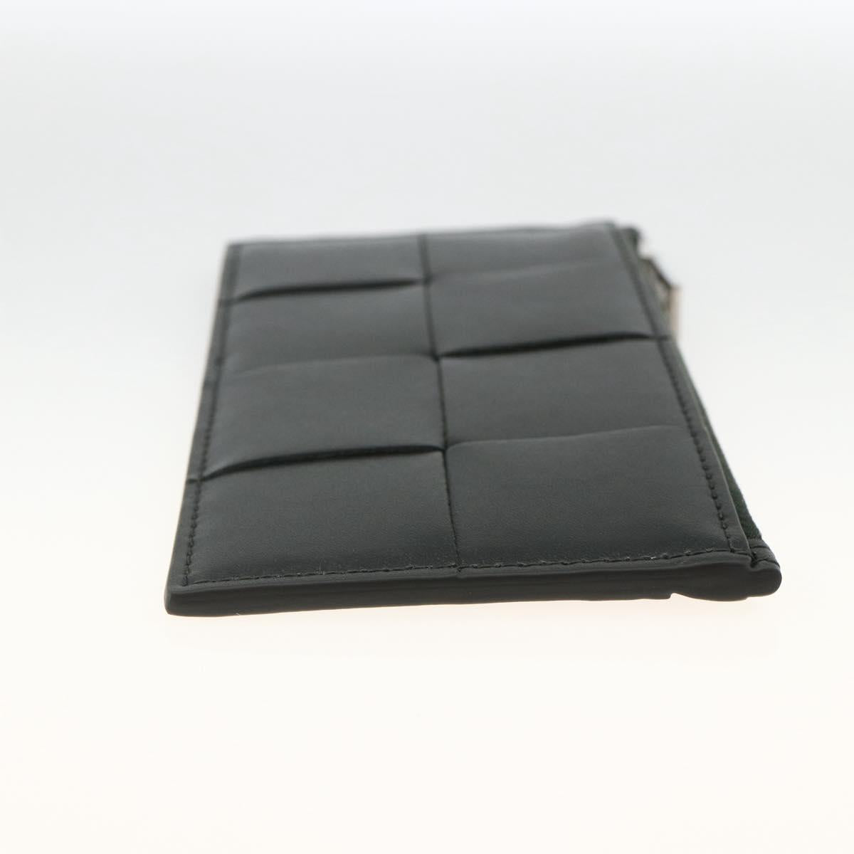 BOTTEGA VENETA MAXI INTRECCIATO Coin Purse Leather Black Silver Auth BA11372V