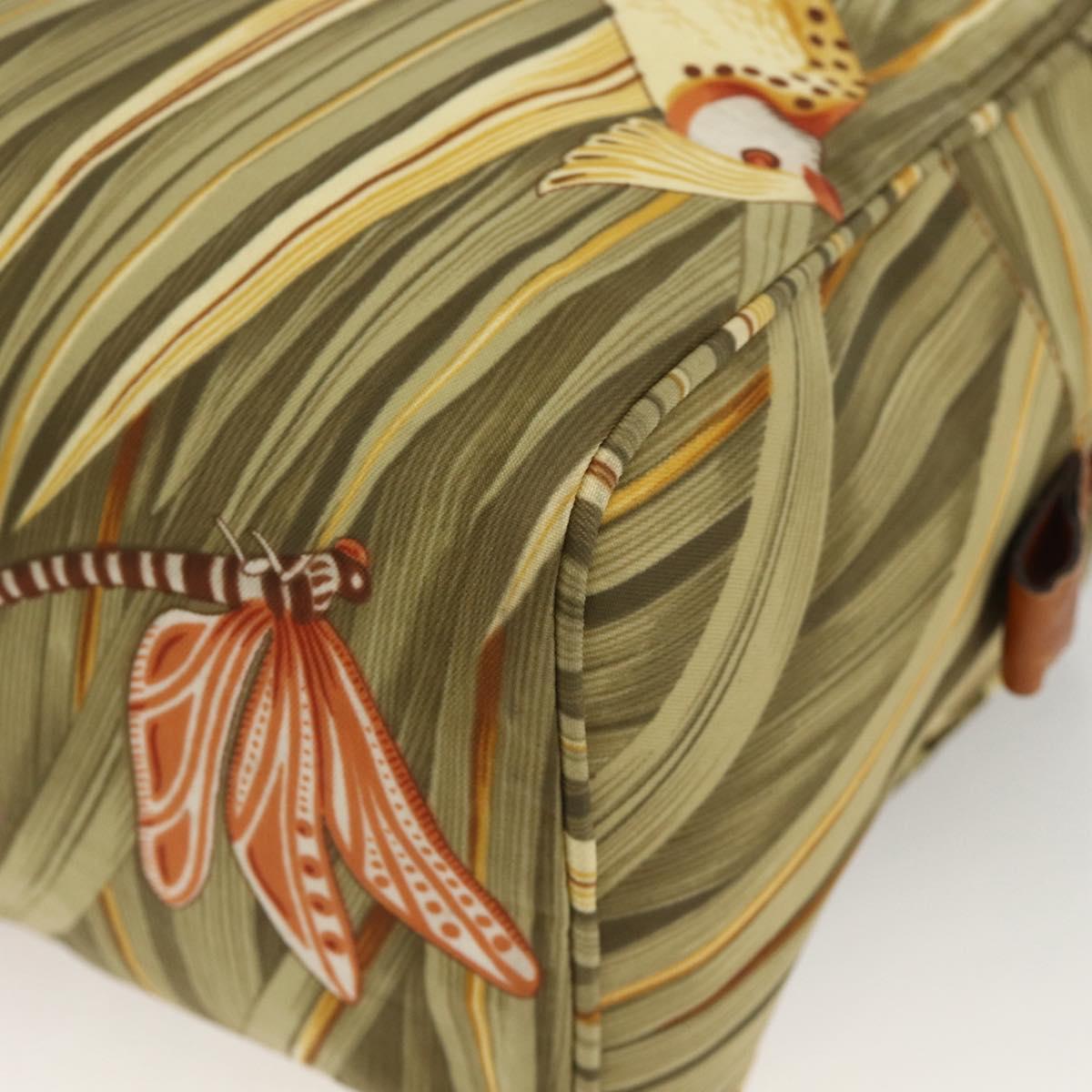 Salvatore Ferragamo Hand Bag Canvas Green Gold Auth BA11377
