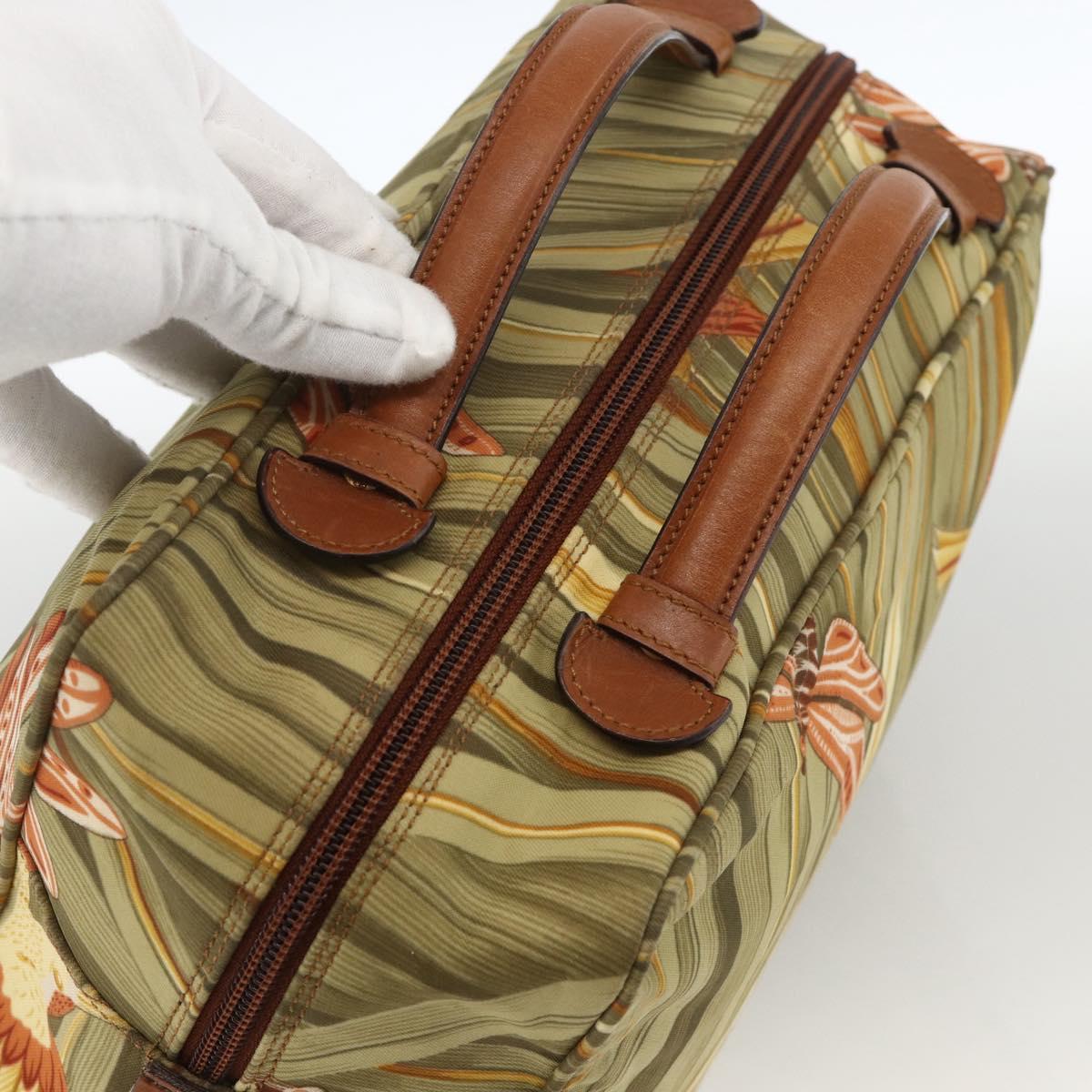 Salvatore Ferragamo Hand Bag Canvas Green Gold Auth BA11377