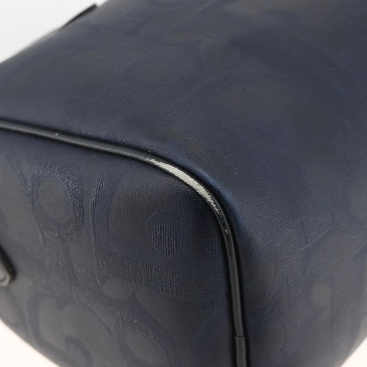 Christian Dior Trotter Canvas Hand Bag PVC Canvas Leather Navy Auth BA11379A