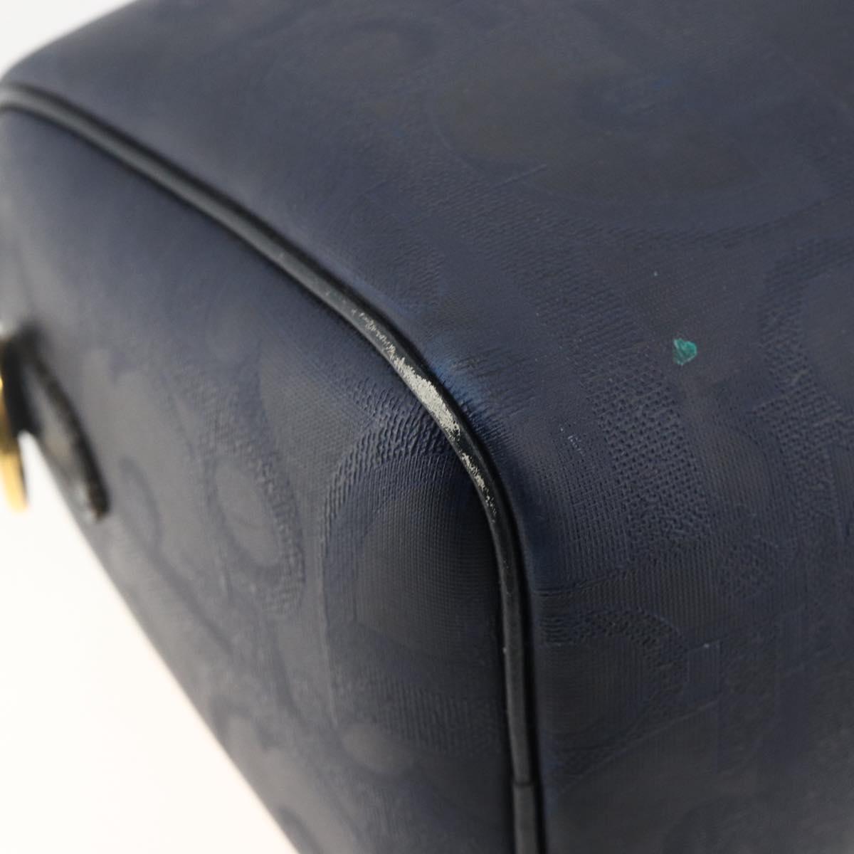 Christian Dior Trotter Canvas Hand Bag PVC Canvas Leather Navy Auth BA11379A