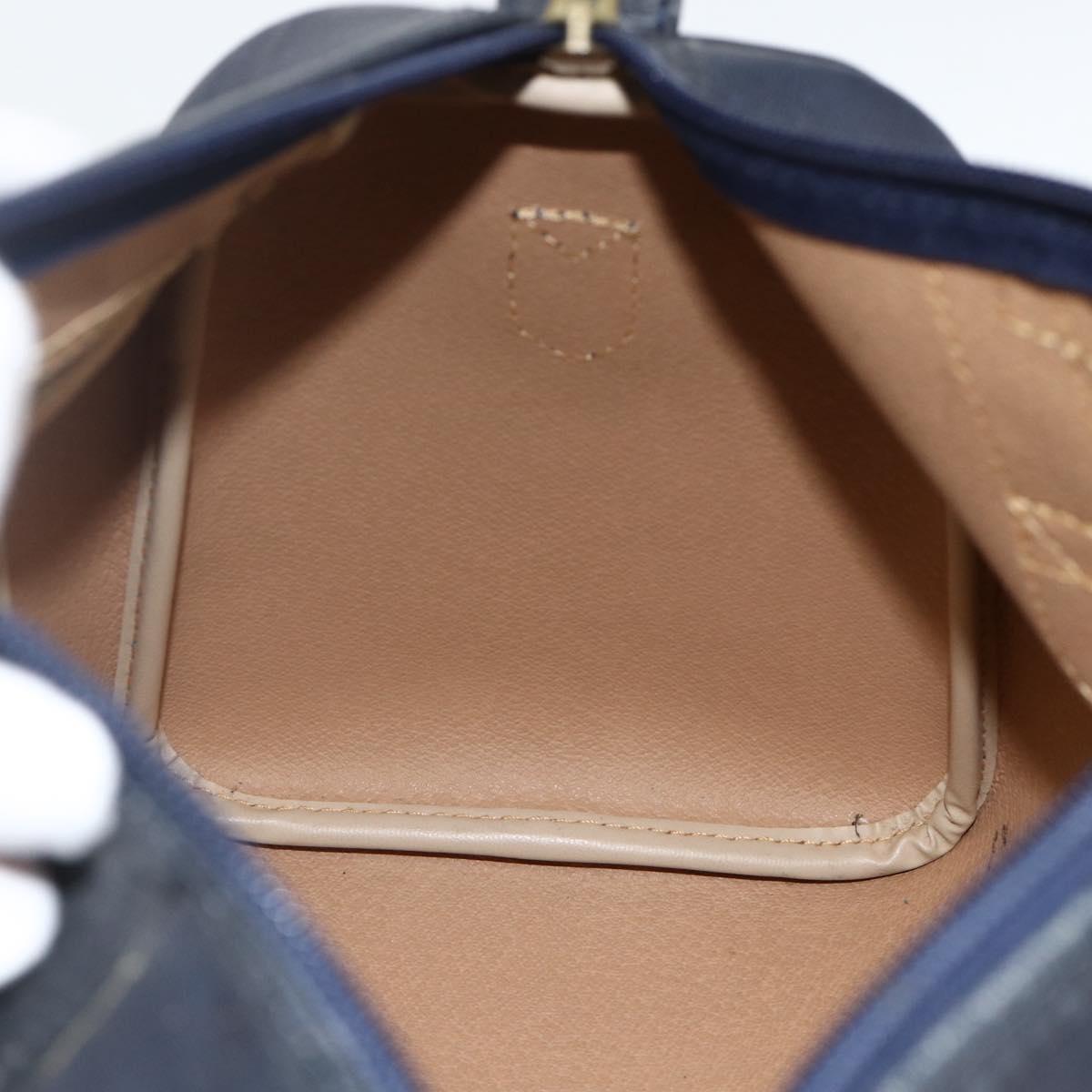 Christian Dior Trotter Canvas Hand Bag PVC Canvas Leather Navy Auth BA11379A