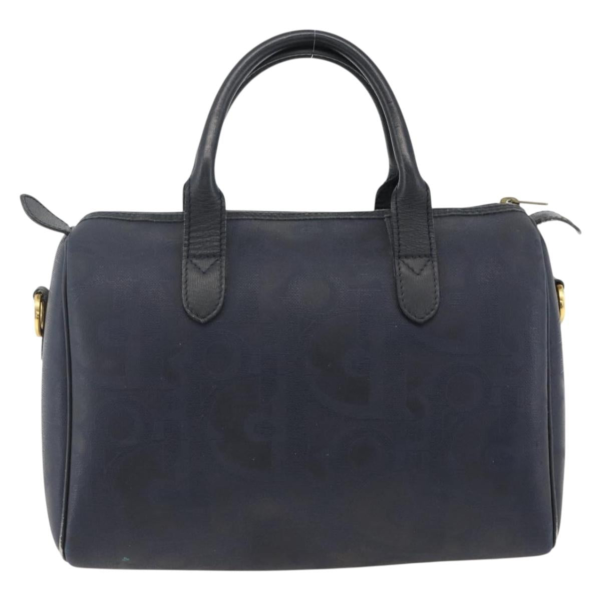 Christian Dior Trotter Canvas Hand Bag PVC Canvas Leather Navy Auth BA11379A
