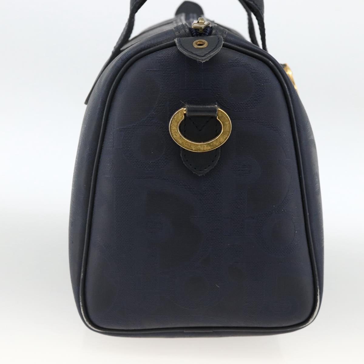 Christian Dior Trotter Canvas Hand Bag PVC Canvas Leather Navy Auth BA11379A