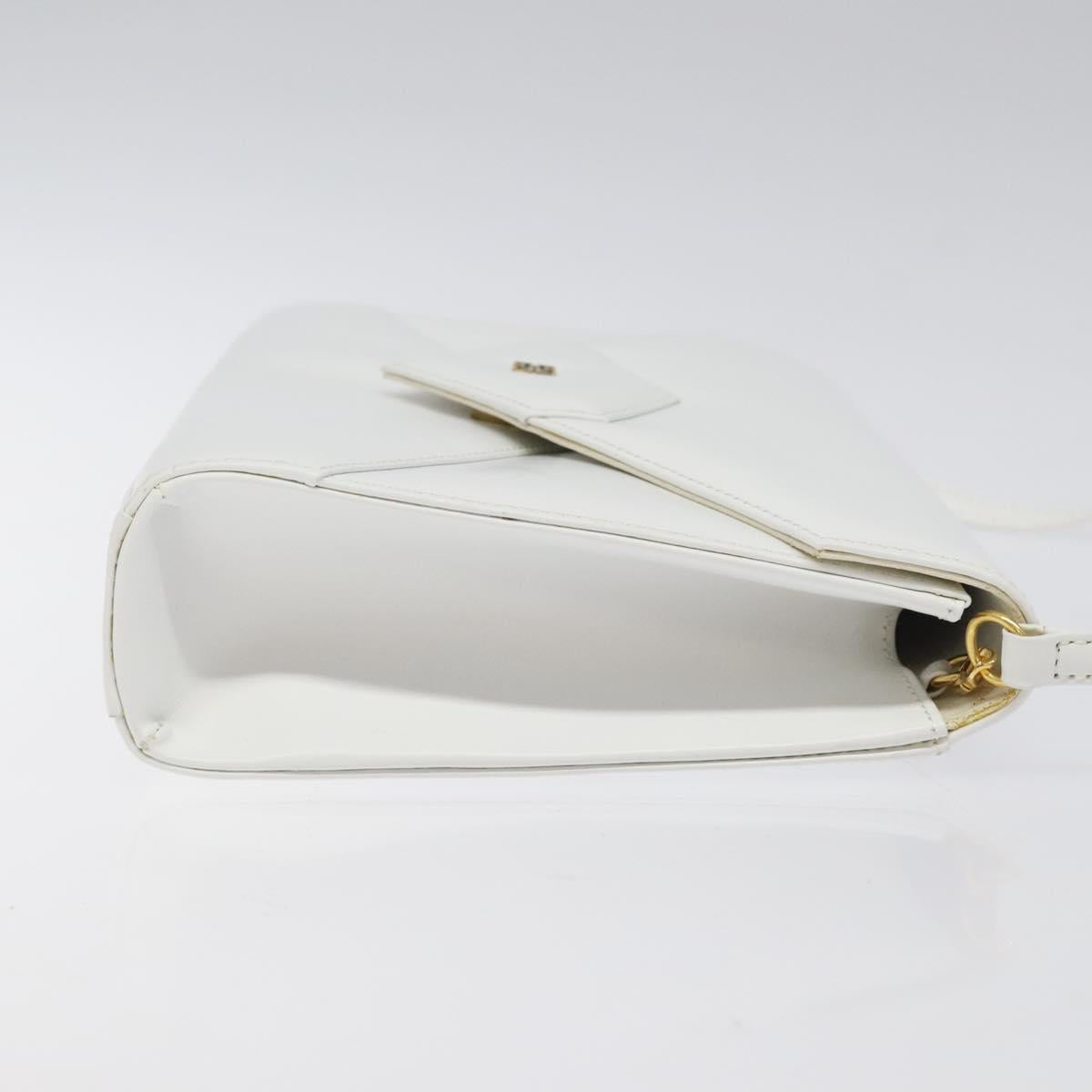 GIVENCHY Shoulder Bag Leather White Gold Auth BA1138