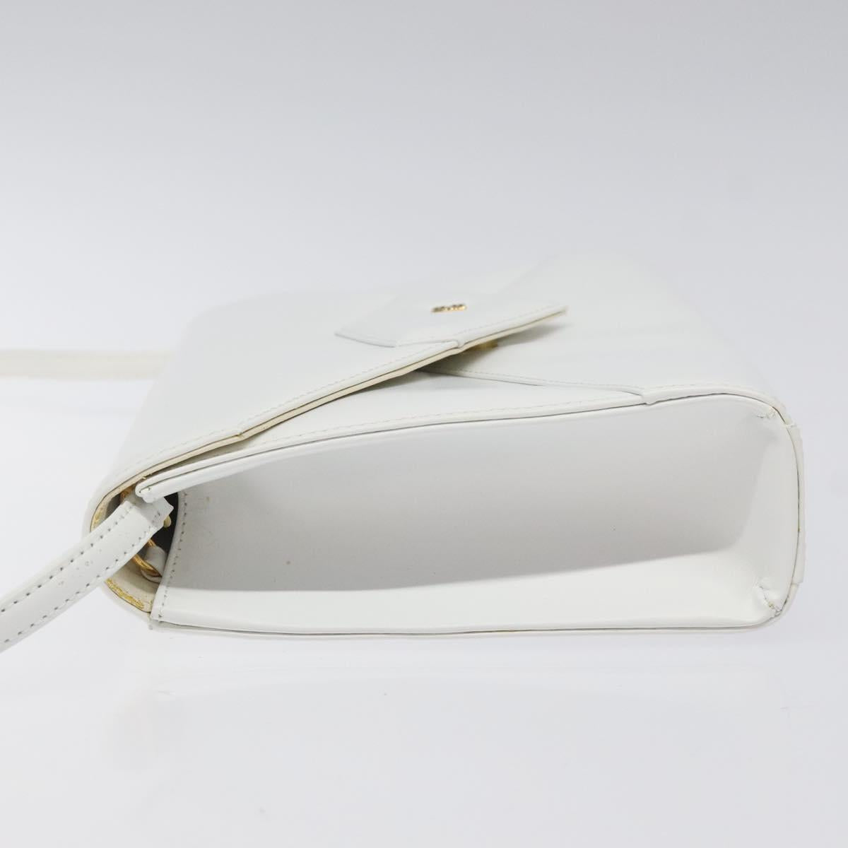 GIVENCHY Shoulder Bag Leather White Gold Auth BA1138