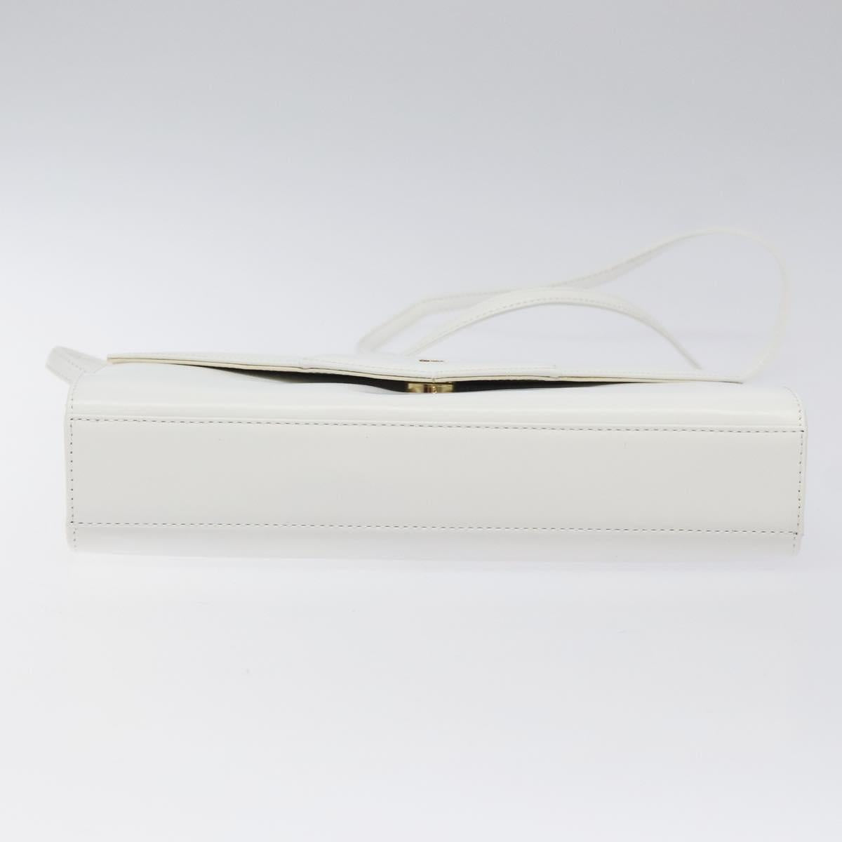 GIVENCHY Shoulder Bag Leather White Gold Auth BA1138