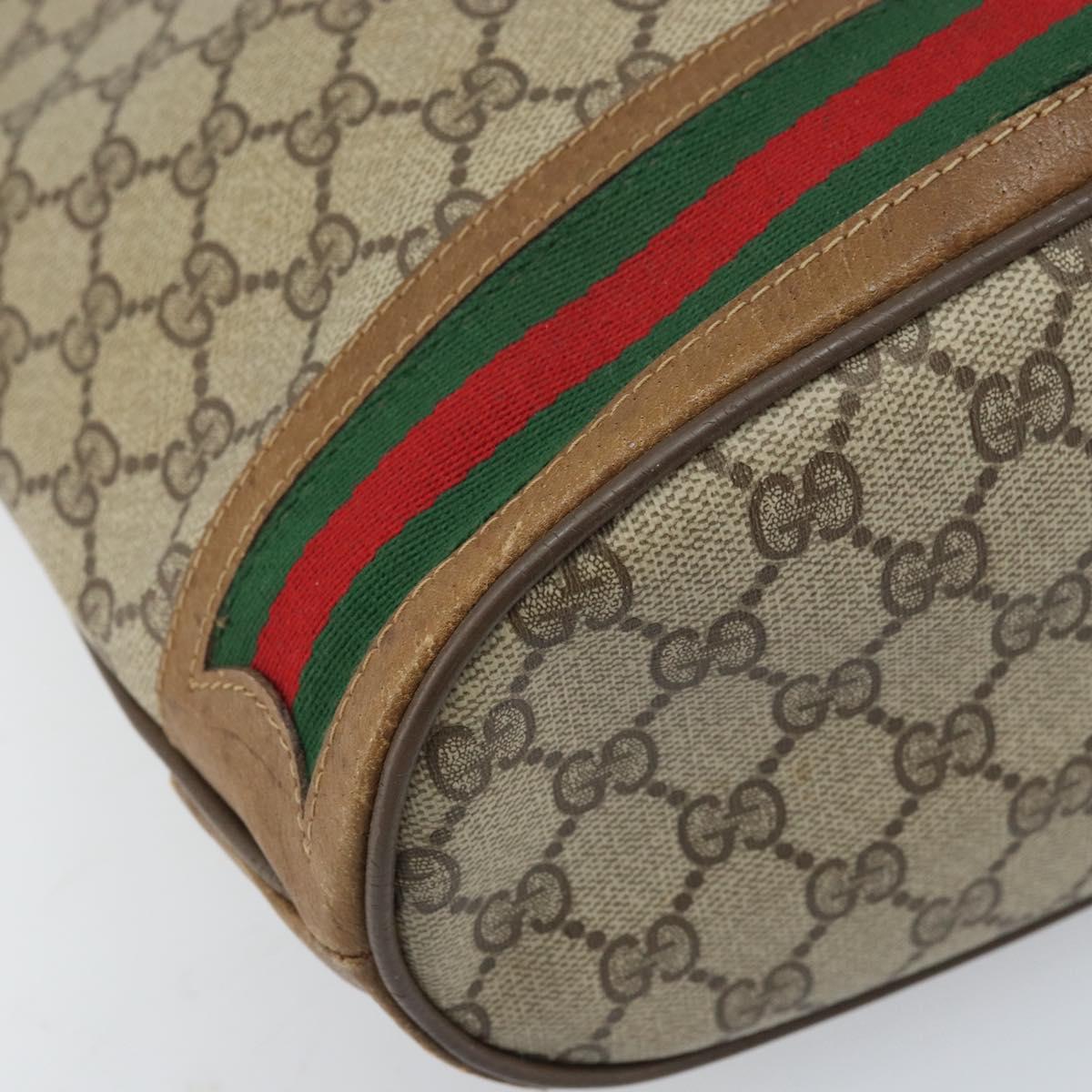 GUCCI GG Supreme Web Sherry Line Bag PVC Beige Gold 41 02 085 Auth BA11383