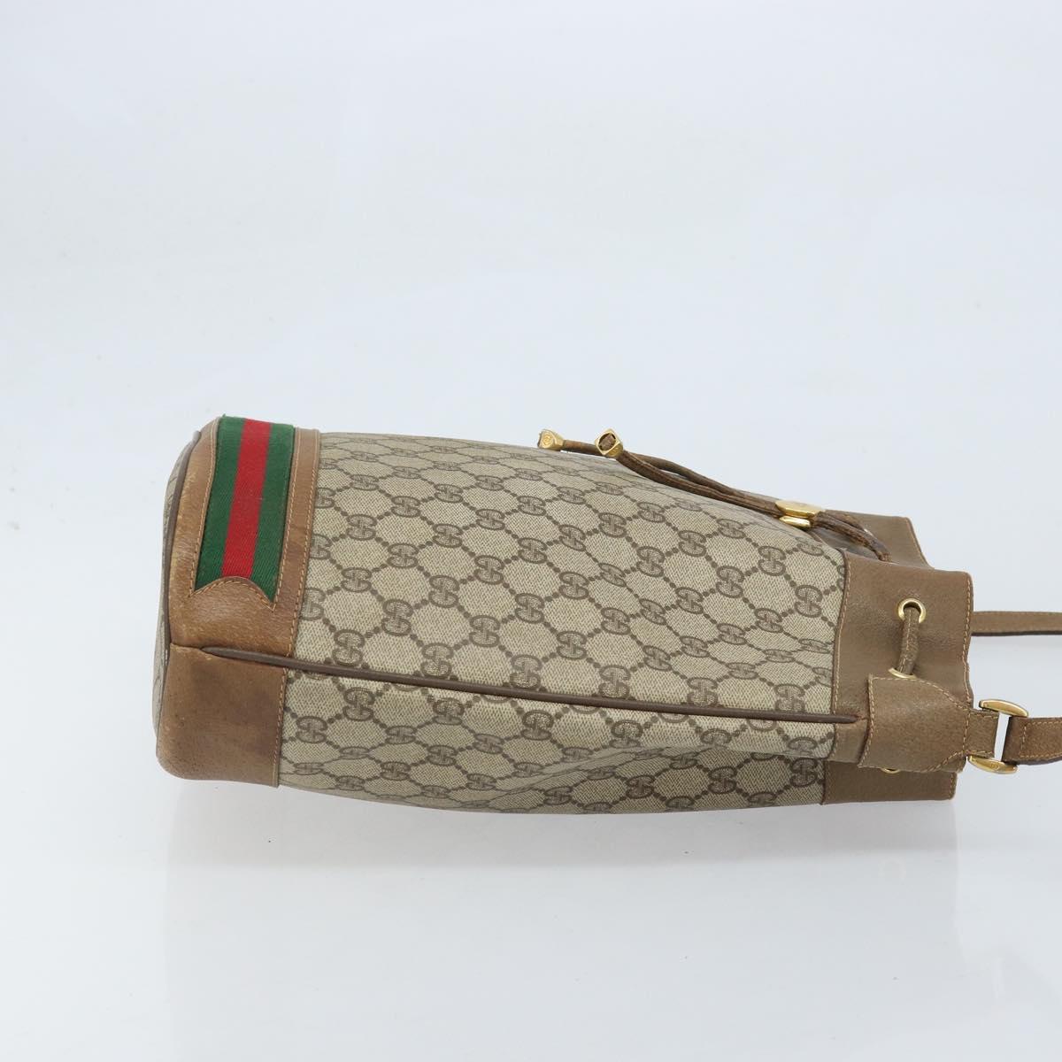 GUCCI GG Supreme Web Sherry Line Bag PVC Beige Gold 41 02 085 Auth BA11383