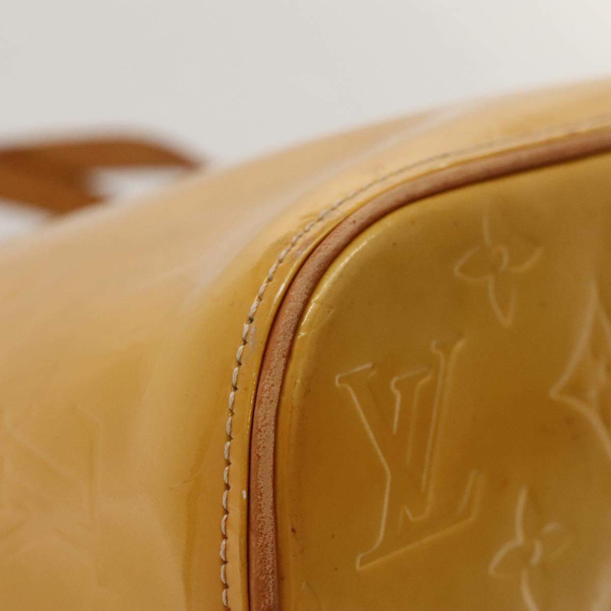 LOUIS VUITTON Monogram Vernis Houston Hand Bag Beige M91004 LV Auth BA1139