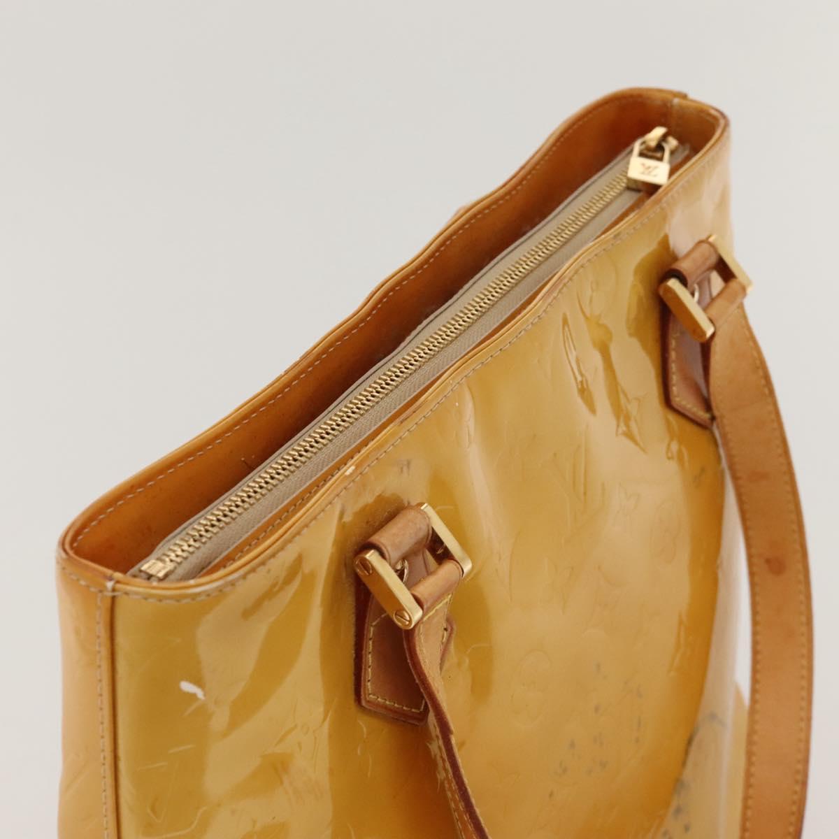 LOUIS VUITTON Monogram Vernis Houston Hand Bag Beige M91004 LV Auth BA1139