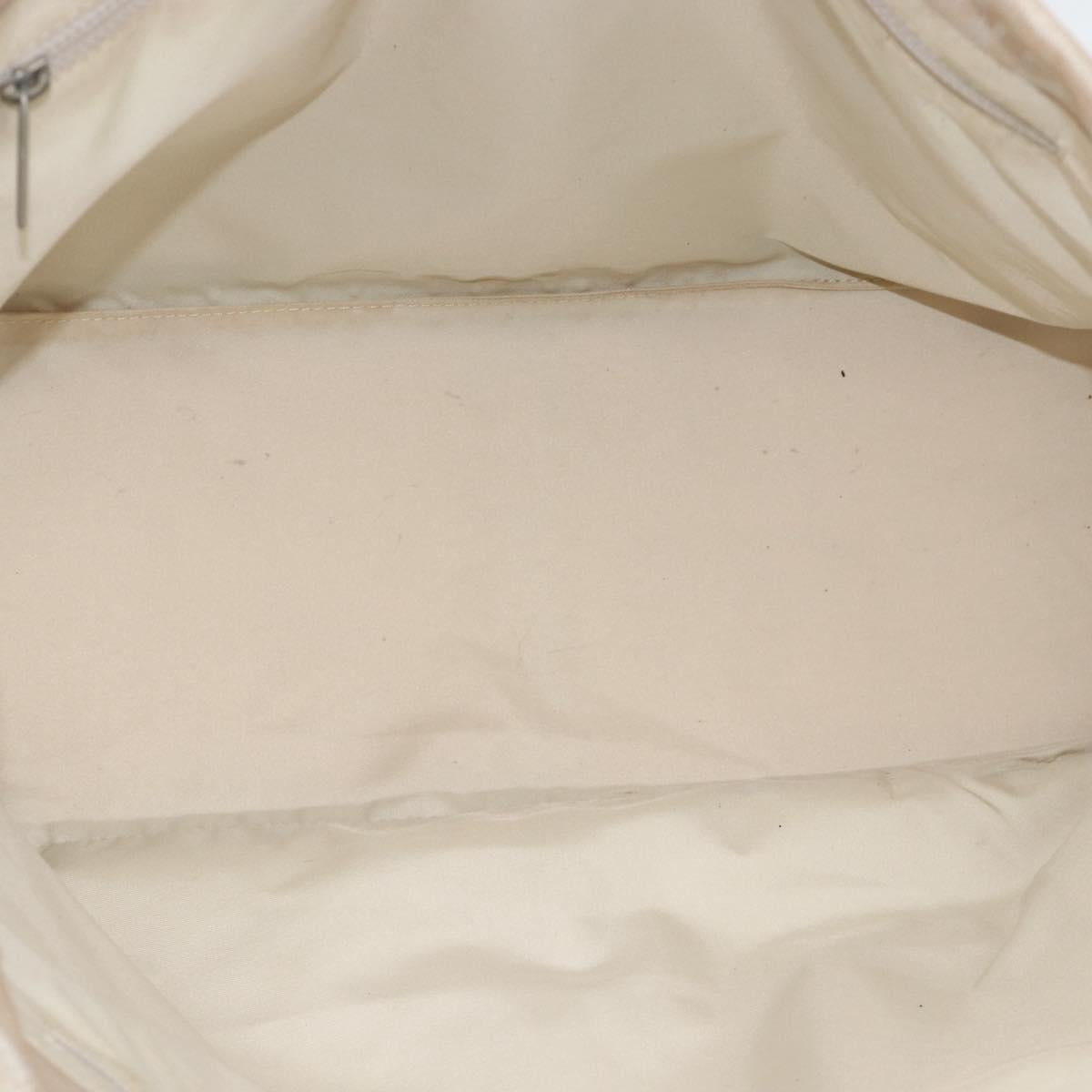 CHANEL New Travel Line Tote Bag Nylon Beige Silver CC Auth BA11399