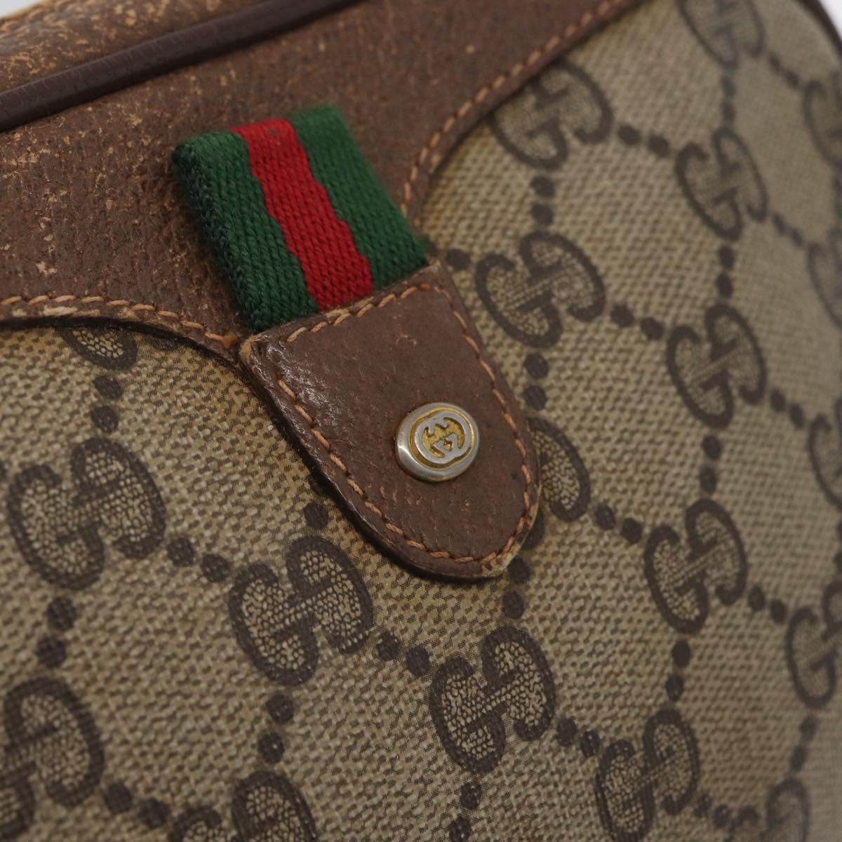 GUCCI GG Supreme Web Sherry Line Bag PVC Beige Gold 156 02 066 Auth BA11402