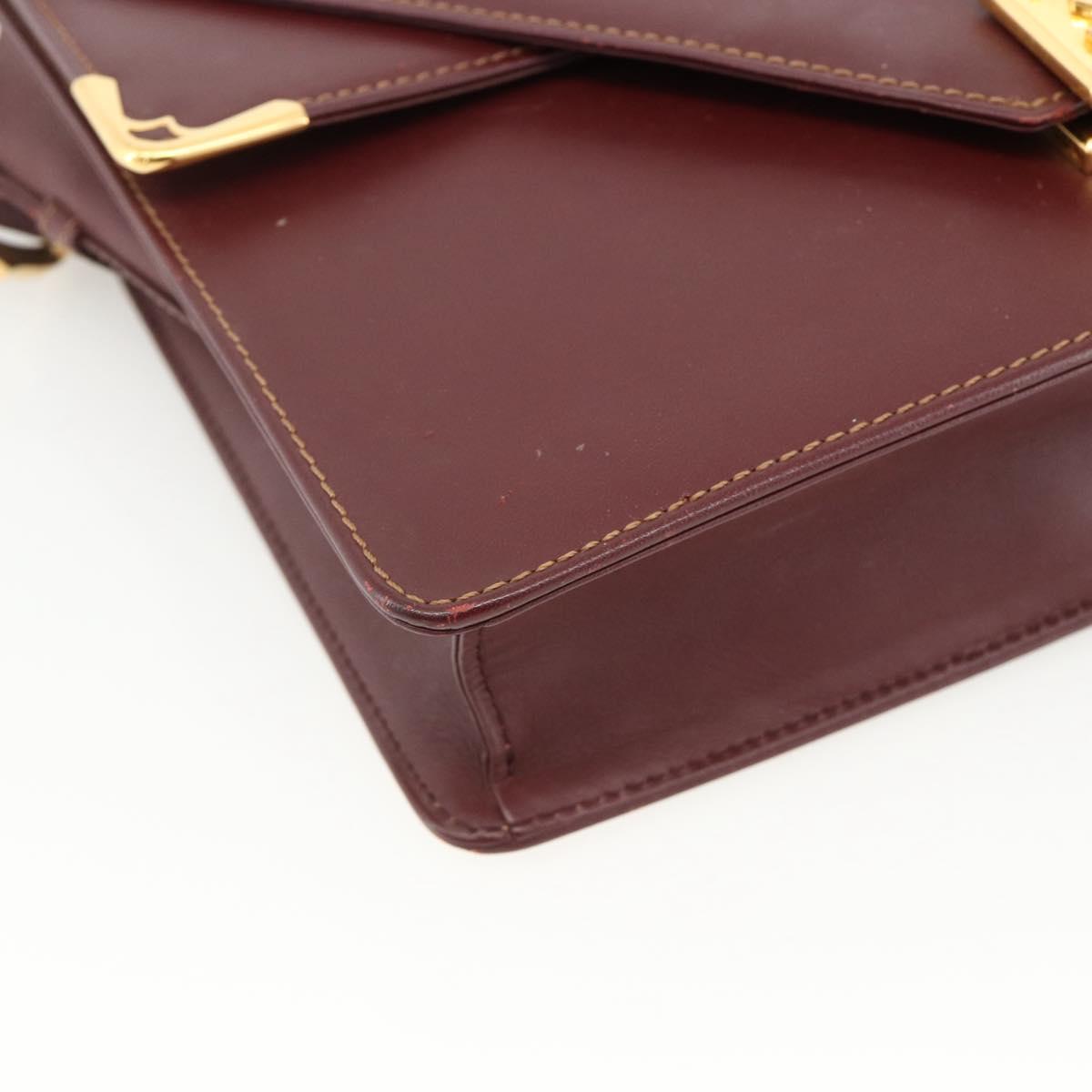 CARTIER Must Line Shoulder Bag Leather Bordeaux Gold Auth BA11403