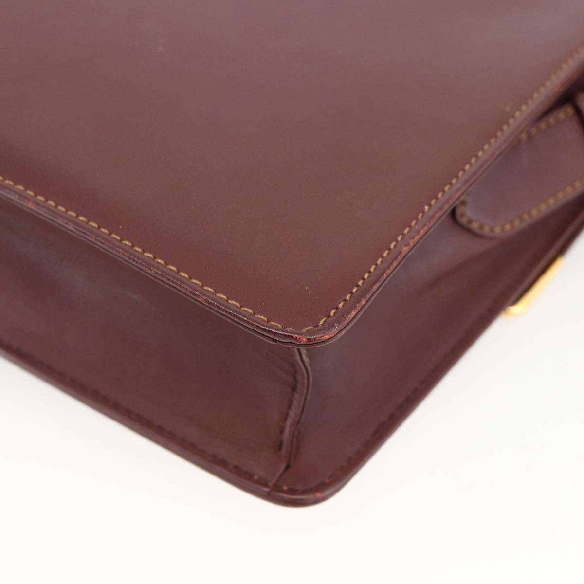 CARTIER Must Line Shoulder Bag Leather Bordeaux Gold Auth BA11403