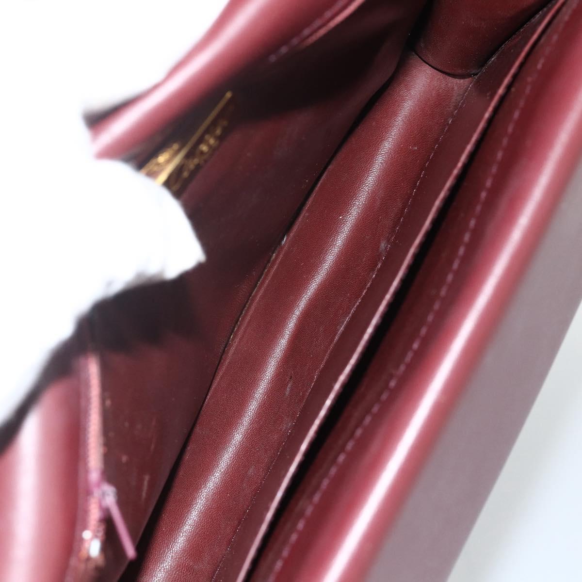 CARTIER Must Line Shoulder Bag Leather Bordeaux Gold Auth BA11403