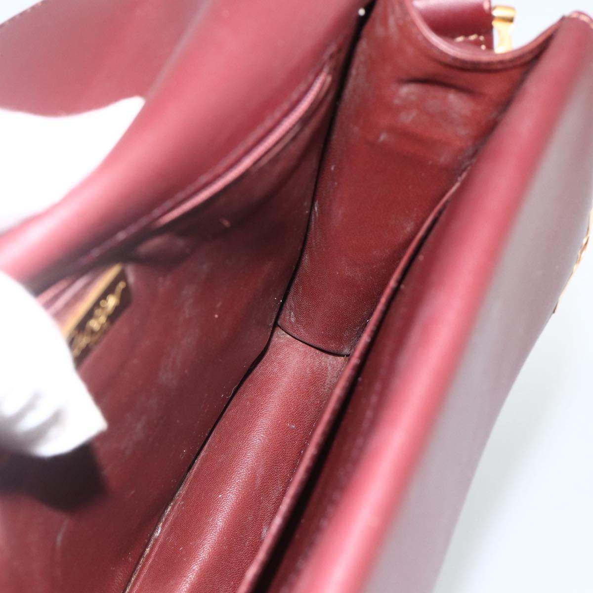 CARTIER Must Line Shoulder Bag Leather Bordeaux Gold Auth BA11403