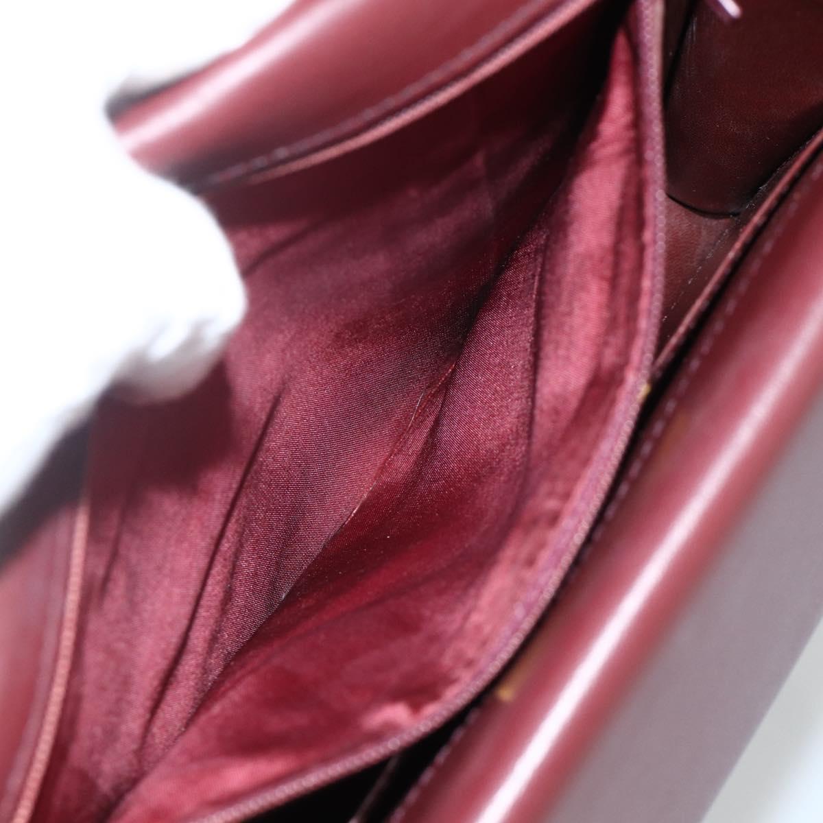 CARTIER Must Line Shoulder Bag Leather Bordeaux Gold Auth BA11403