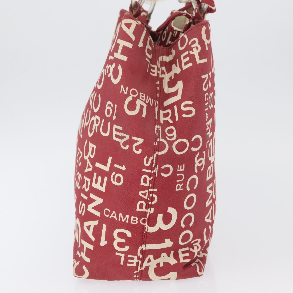 CHANEL By Sea Line Tote Bag Canvas Red CC Auth BA11415A