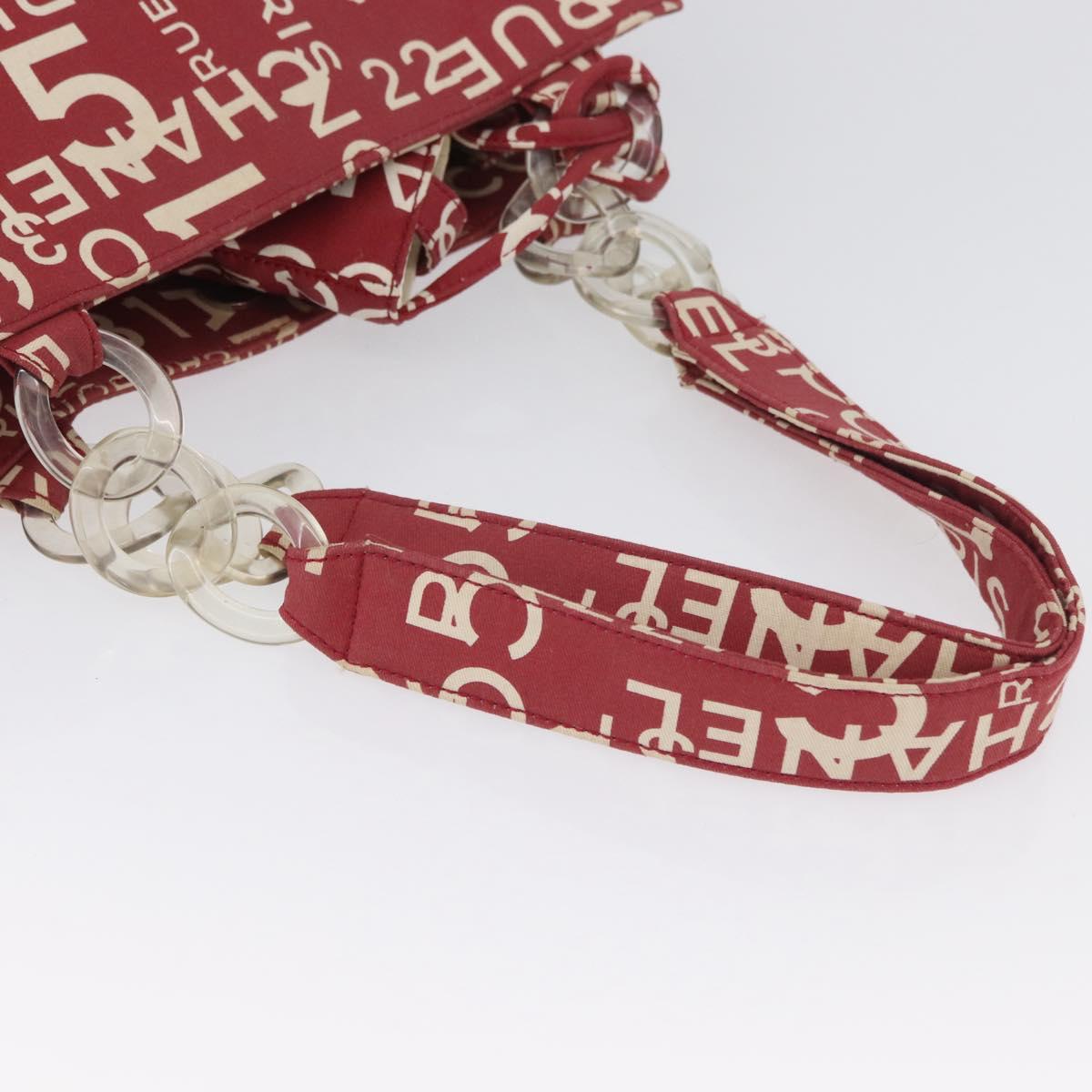 CHANEL By Sea Line Tote Bag Canvas Red CC Auth BA11415A