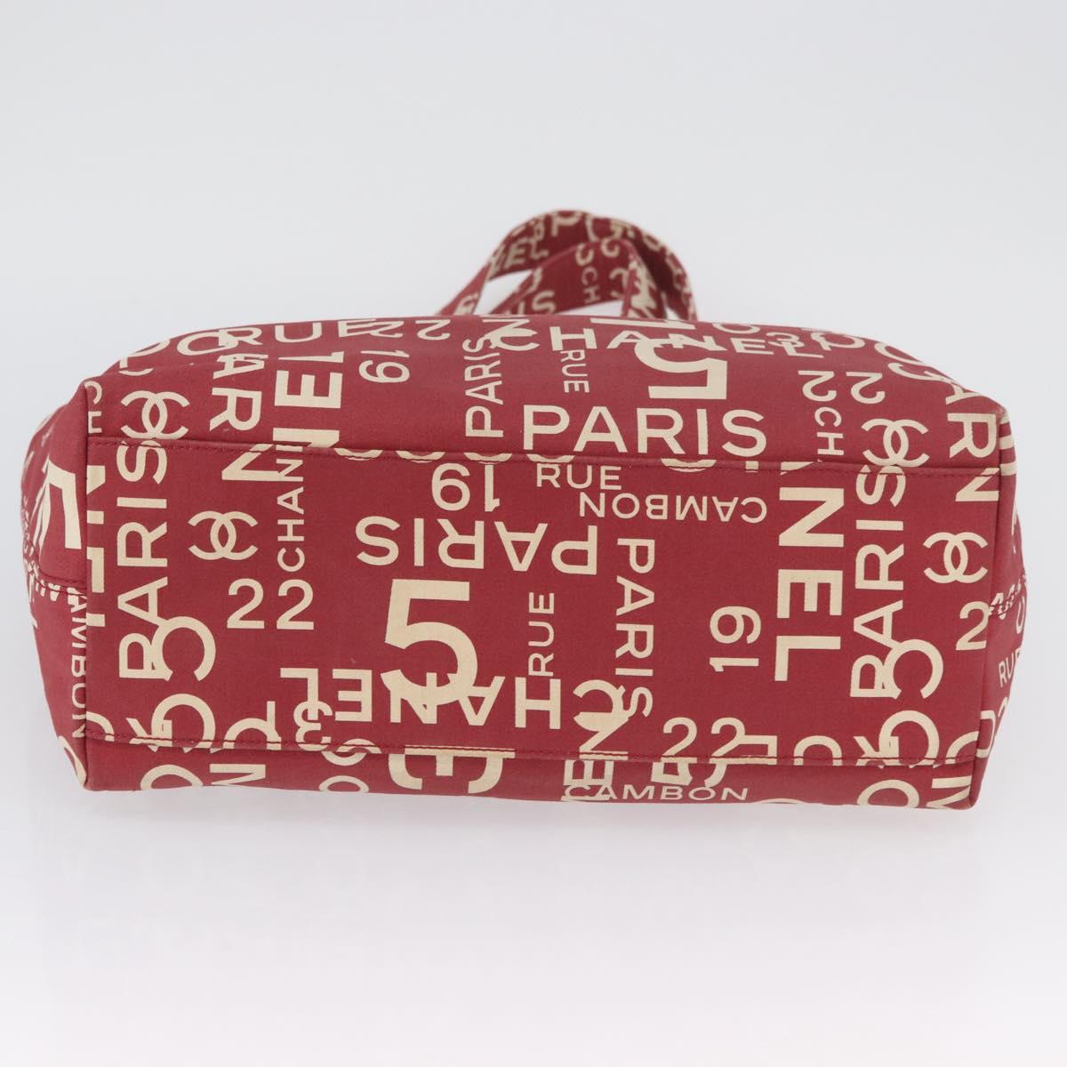 CHANEL By Sea Line Tote Bag Canvas Red CC Auth BA11415A
