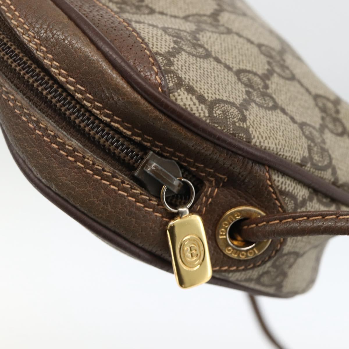 GUCCI GG Supreme Web Sherry Line Bag PVC Beige Gold 156 02 066 Auth BA11422