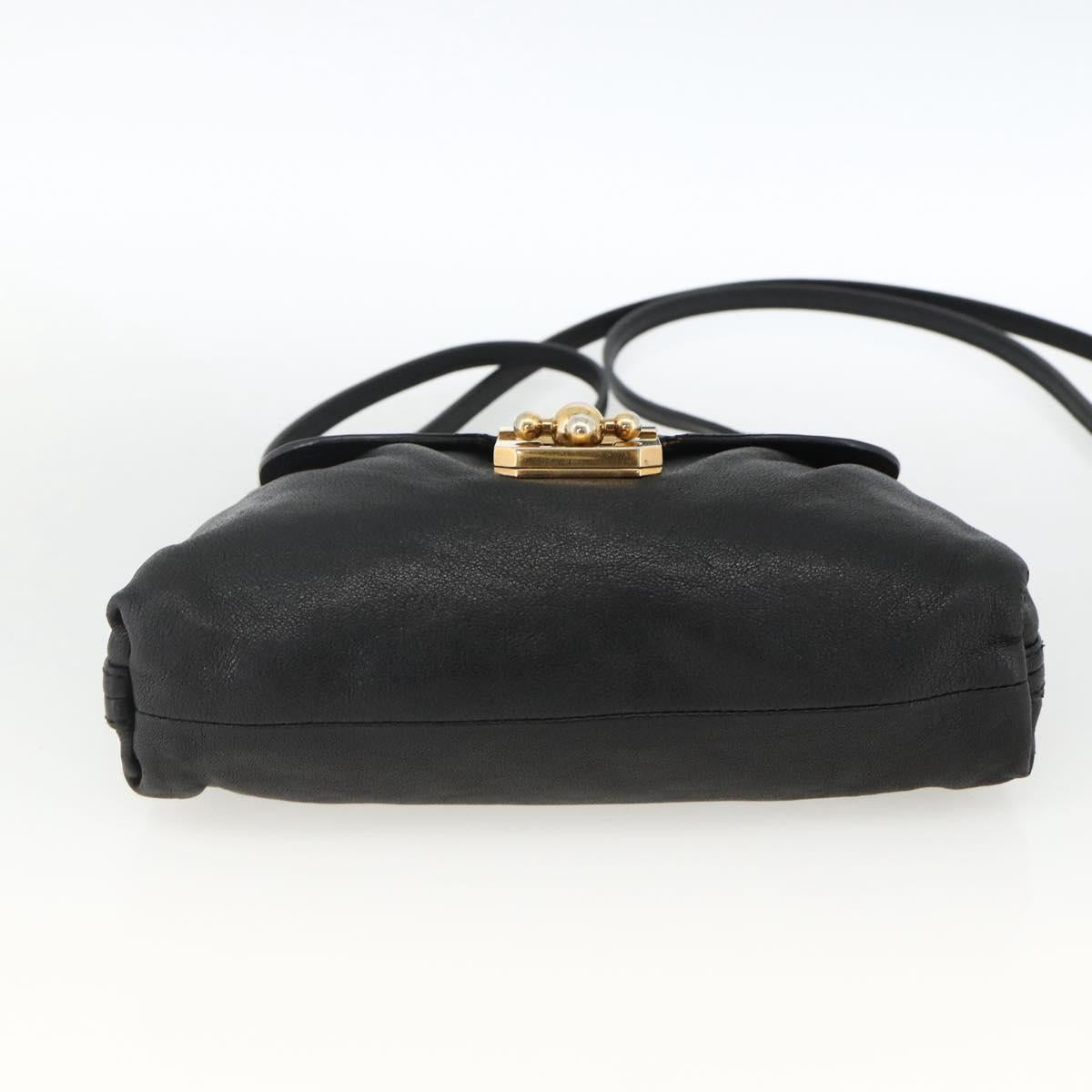 Chloe Hand Bag Leather 2way Black Gold Auth BA11424A