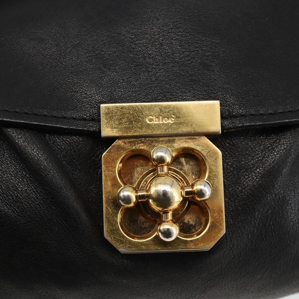 Chloe Hand Bag Leather 2way Black Gold Auth BA11424A