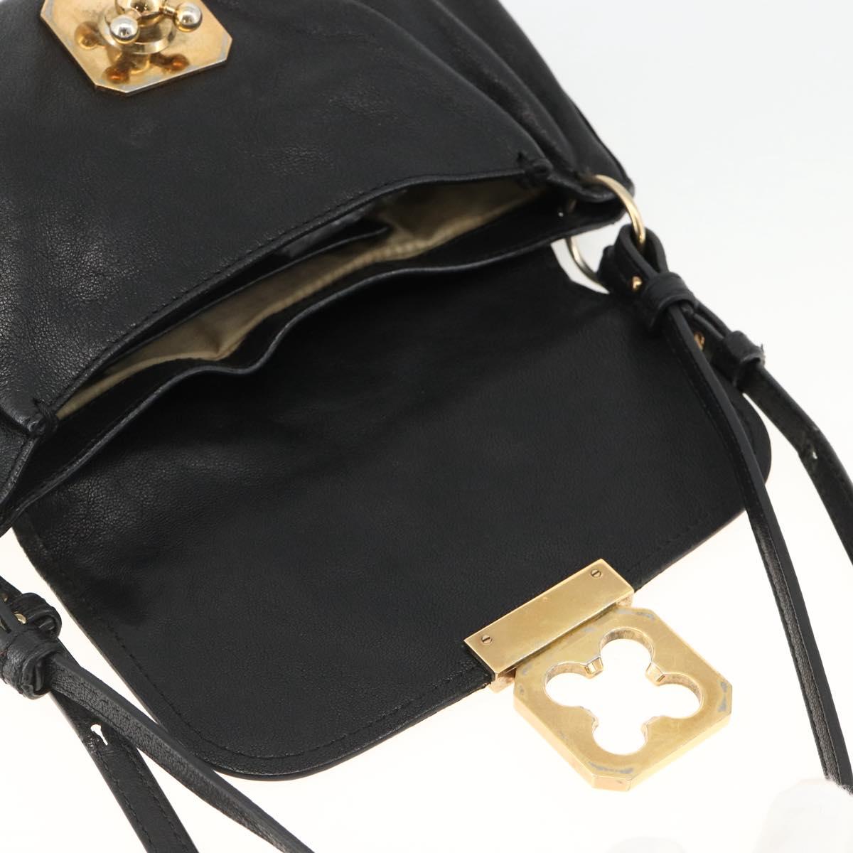 Chloe Hand Bag Leather 2way Black Gold Auth BA11424A