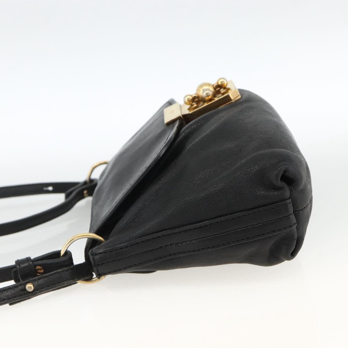 Chloe Hand Bag Leather 2way Black Gold Auth BA11424A