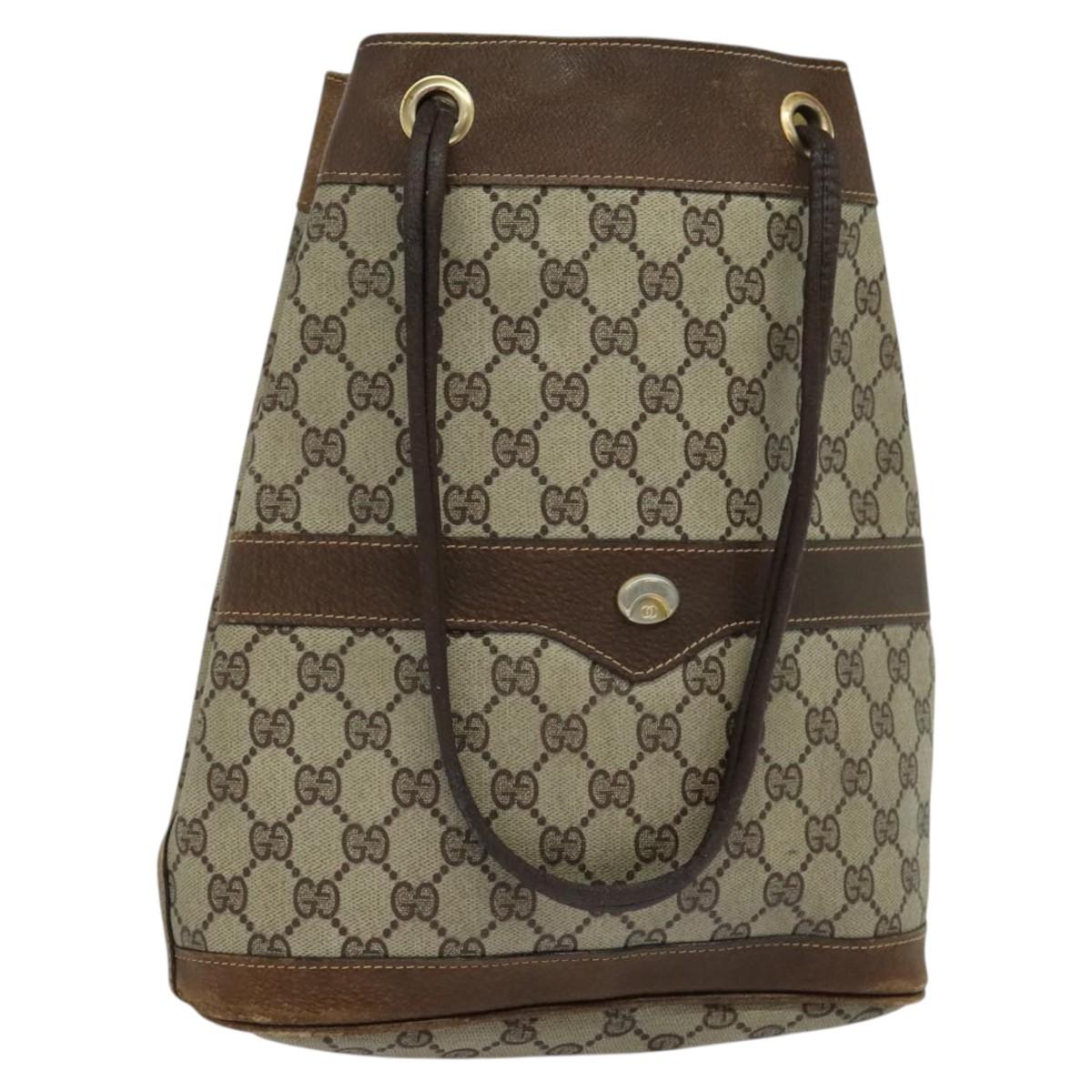 GUCCI GG Supreme Shoulder Bag PVC Beige Auth BA1143
