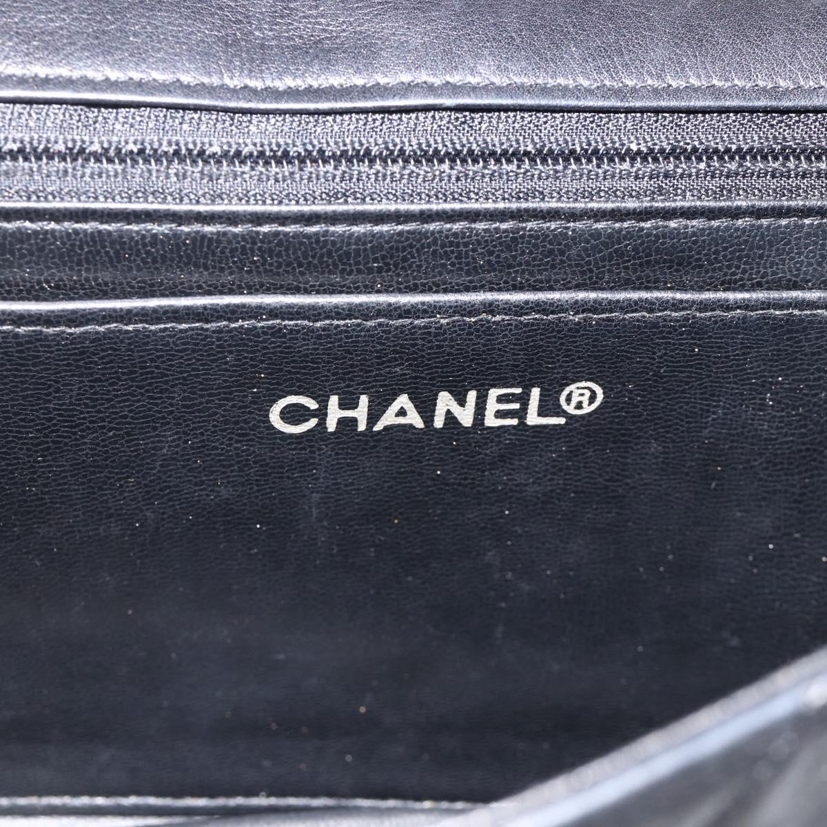 CHANEL Matelasse Chain Shoulder Bag Lamb Skin Black Gold CC Auth BA11430A