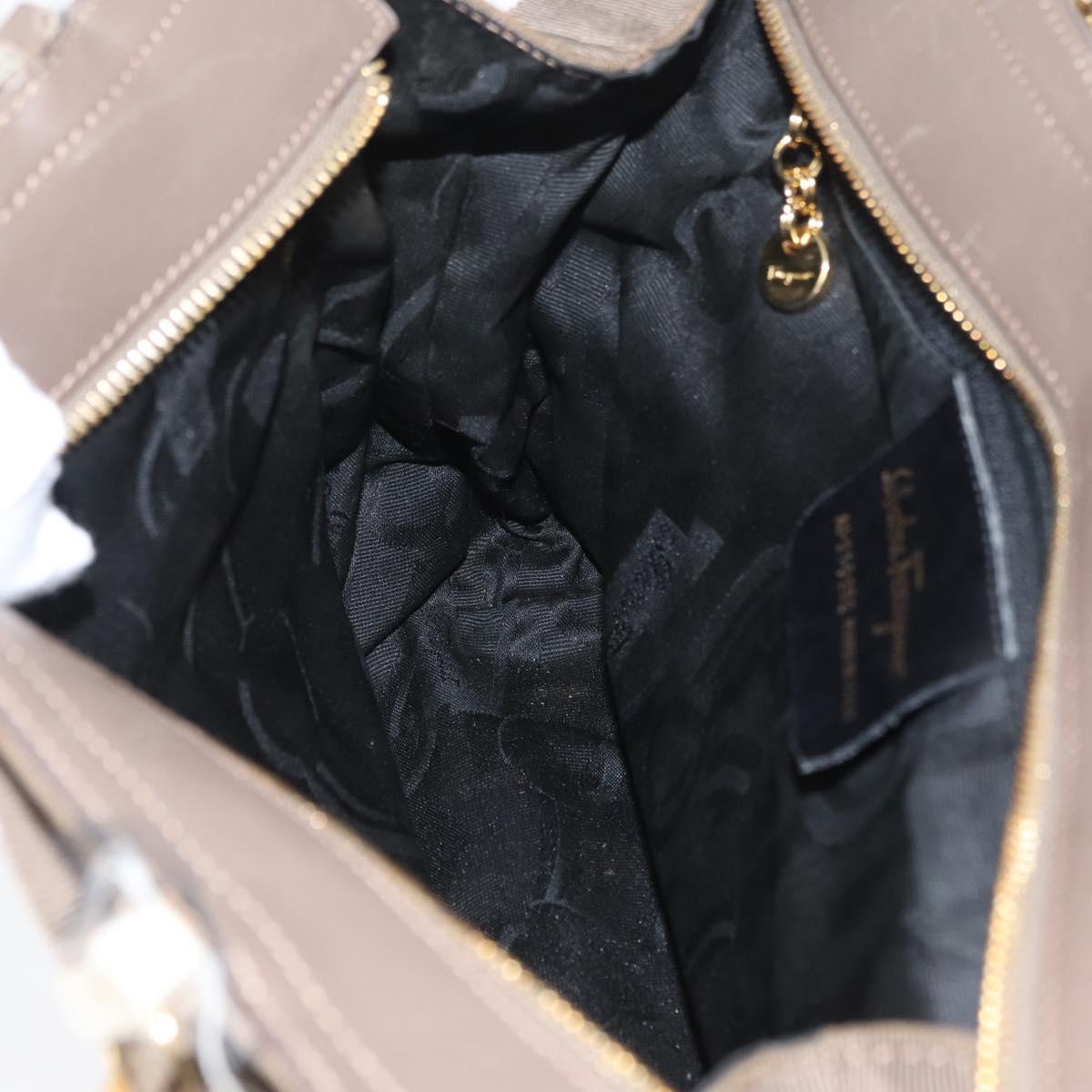 Salvatore Ferragamo Shoulder Bag Canvas Brown Gold Auth BA11433