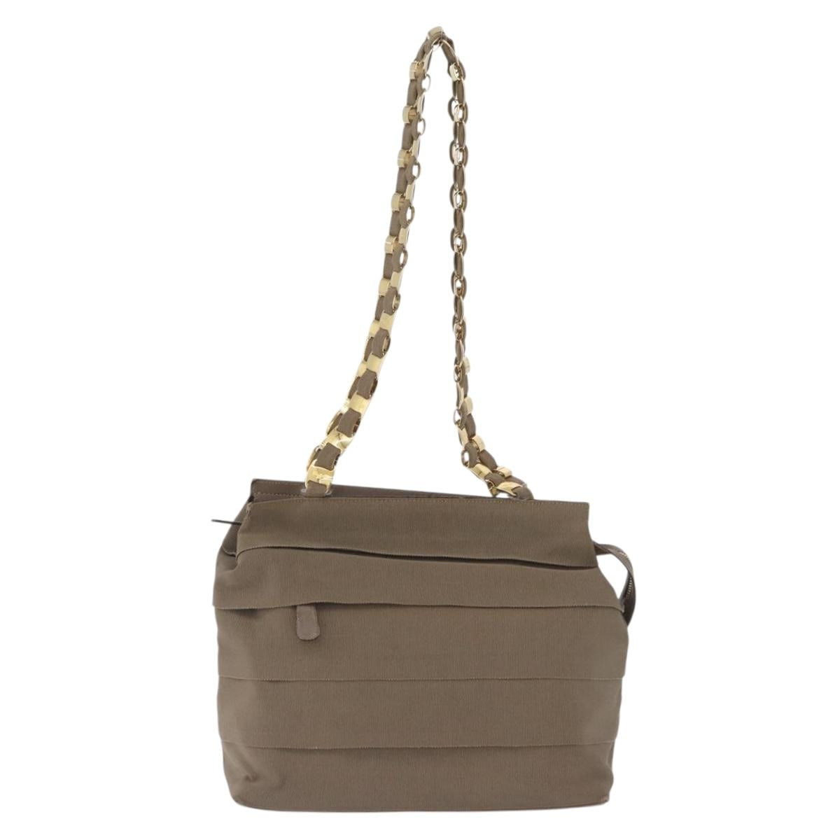Salvatore Ferragamo Shoulder Bag Canvas Brown Gold Auth BA11433