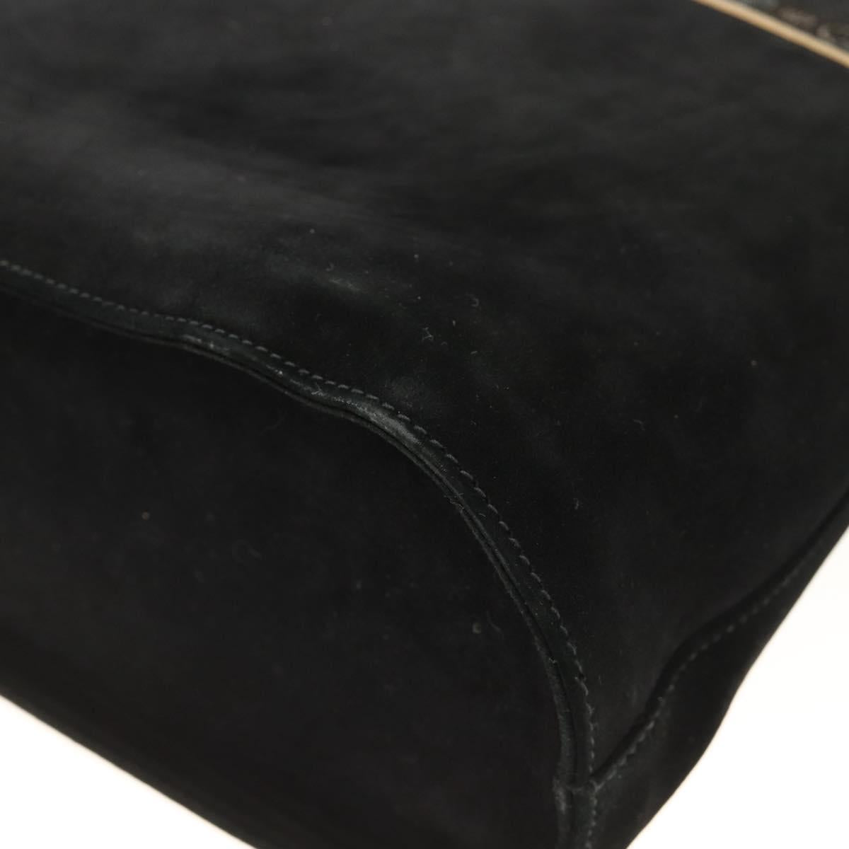 Salvatore Ferragamo Shoulder Bag Suede Black gold Auth BA11435