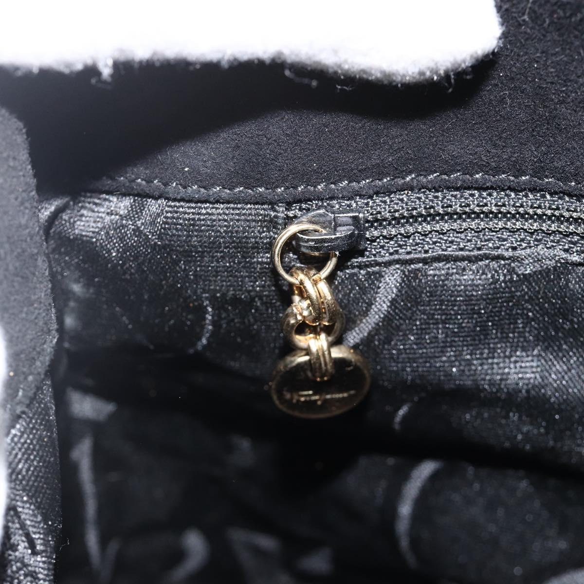 Salvatore Ferragamo Shoulder Bag Suede Black gold Auth BA11435