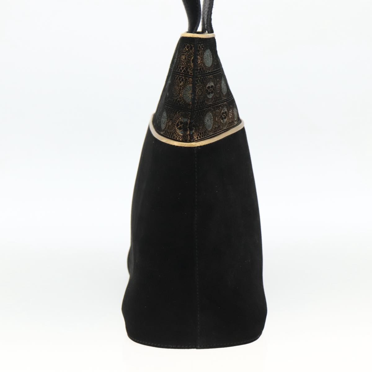 Salvatore Ferragamo Shoulder Bag Suede Black gold Auth BA11435