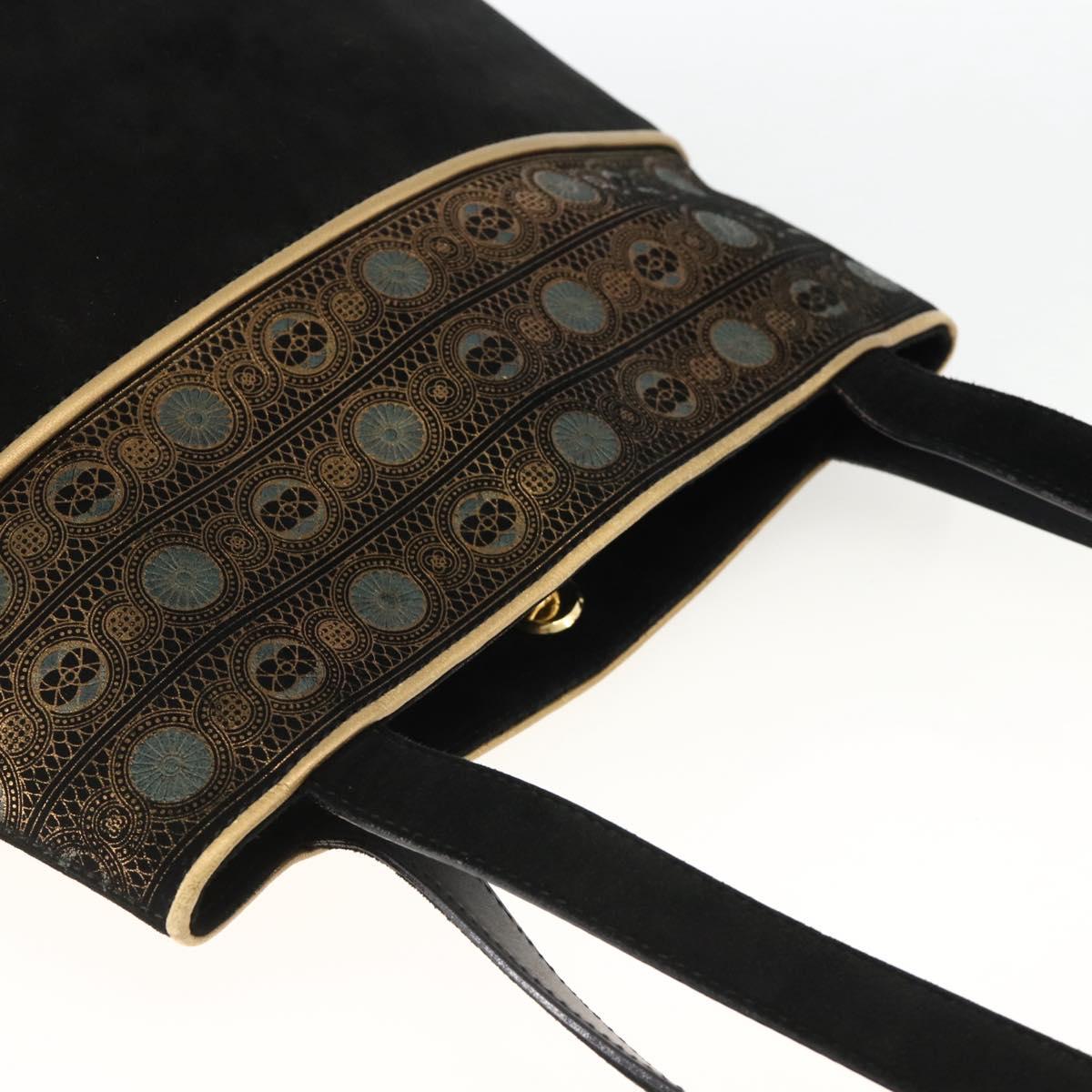 Salvatore Ferragamo Shoulder Bag Suede Black gold Auth BA11435