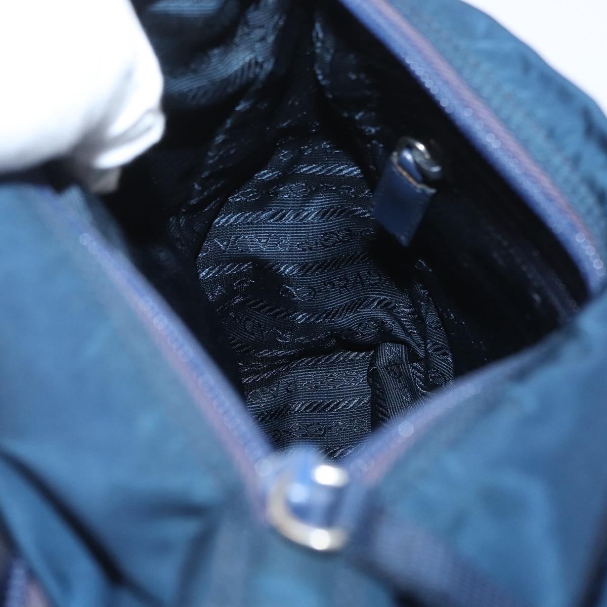 PRADA Shoulder Bag Nylon Navy Silver Auth BA11437